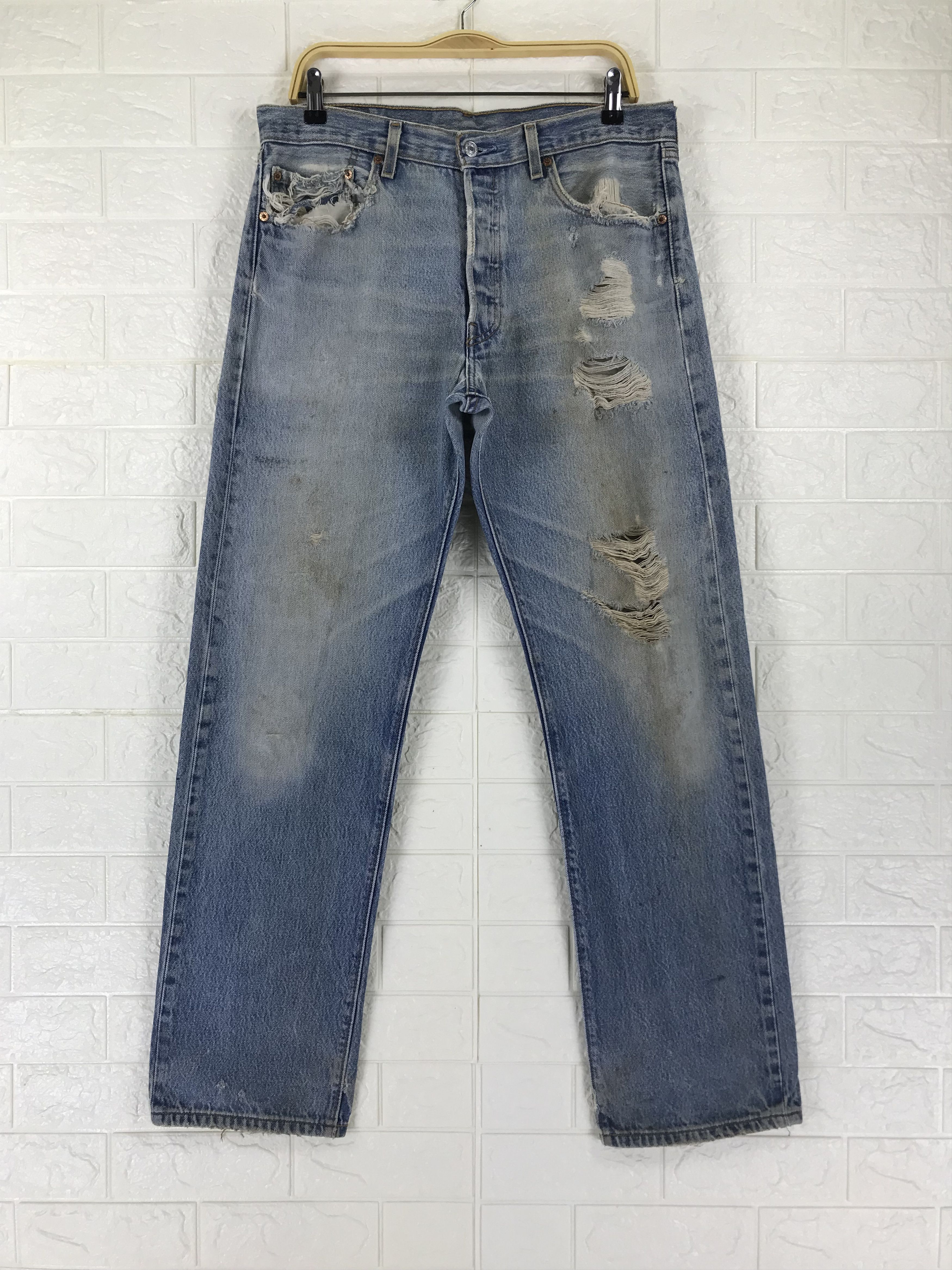Vintage Levi's 501 Jeans Rusty Blue Distressed Denim