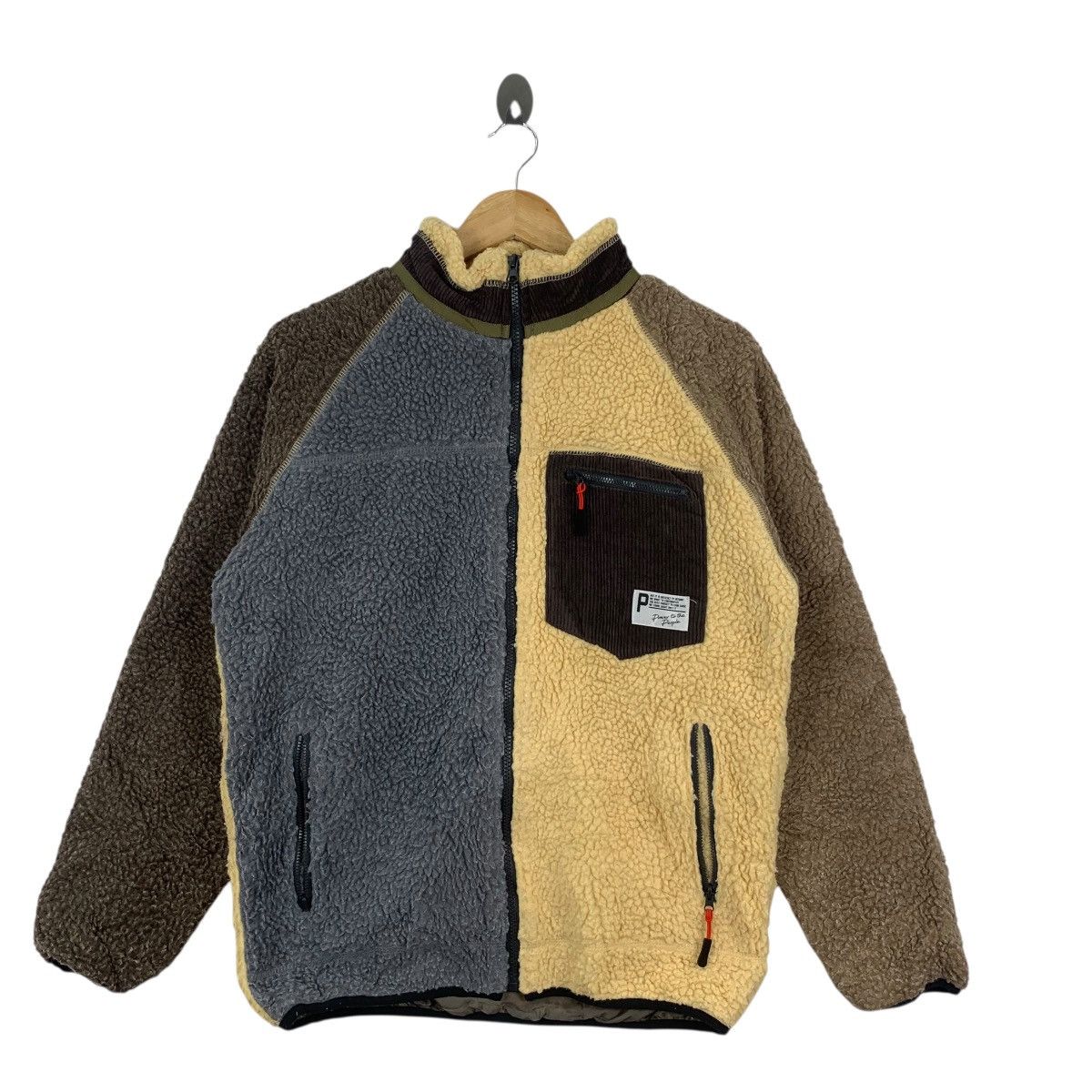 Vintage POWER TO THE PEOPLE Retro X Sherpa Fleece Jacket Windbreaker Size M / US 6-8 / IT 42-44 - 3 Thumbnail