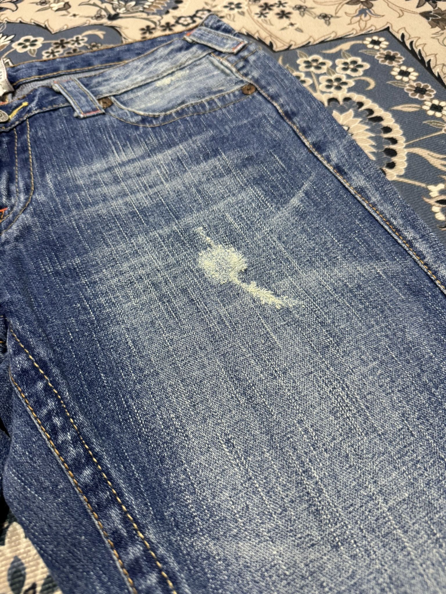 True Religion × Vintage Y2K Flare True Religion Bobby Distressed Jeans Size 32" / US 10 / IT 46 - 5 Thumbnail