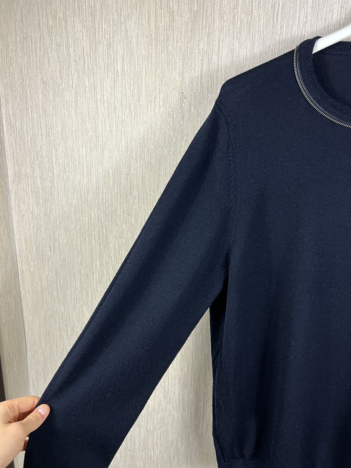 Sandro Archive Sandro Paris merino wool zipper neck sweater navy Size US L / EU 52-54 / 3 - 12 Thumbnail