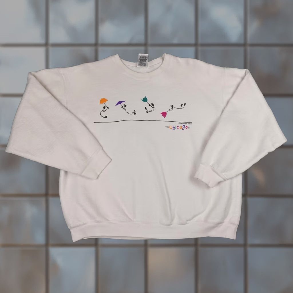 Fruit Of The Loom VINTAGE Chicago Sweatshirt Mens L White Graphic Pullover Crewneck 90s Fruit of the Loom Shirt Mens Size US L / EU 52-54 / 3 - 1 Thumbnail