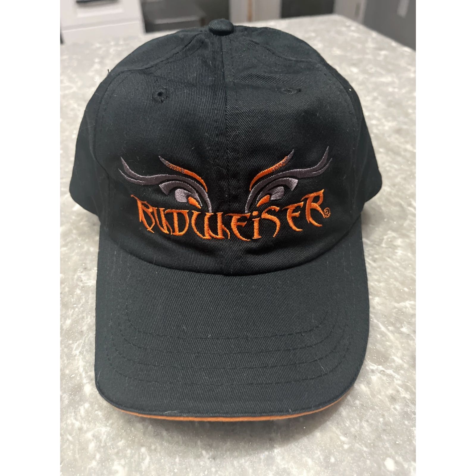 Budweiser VINTAGE 2002 Budweiser logo Anheuser Busch Official BLACK Adjustable Hat Halloween Unisex Adults Adjustable Black Logo Baseball Cap Mens Womens Size ONE SIZE - 2 Thumbnail