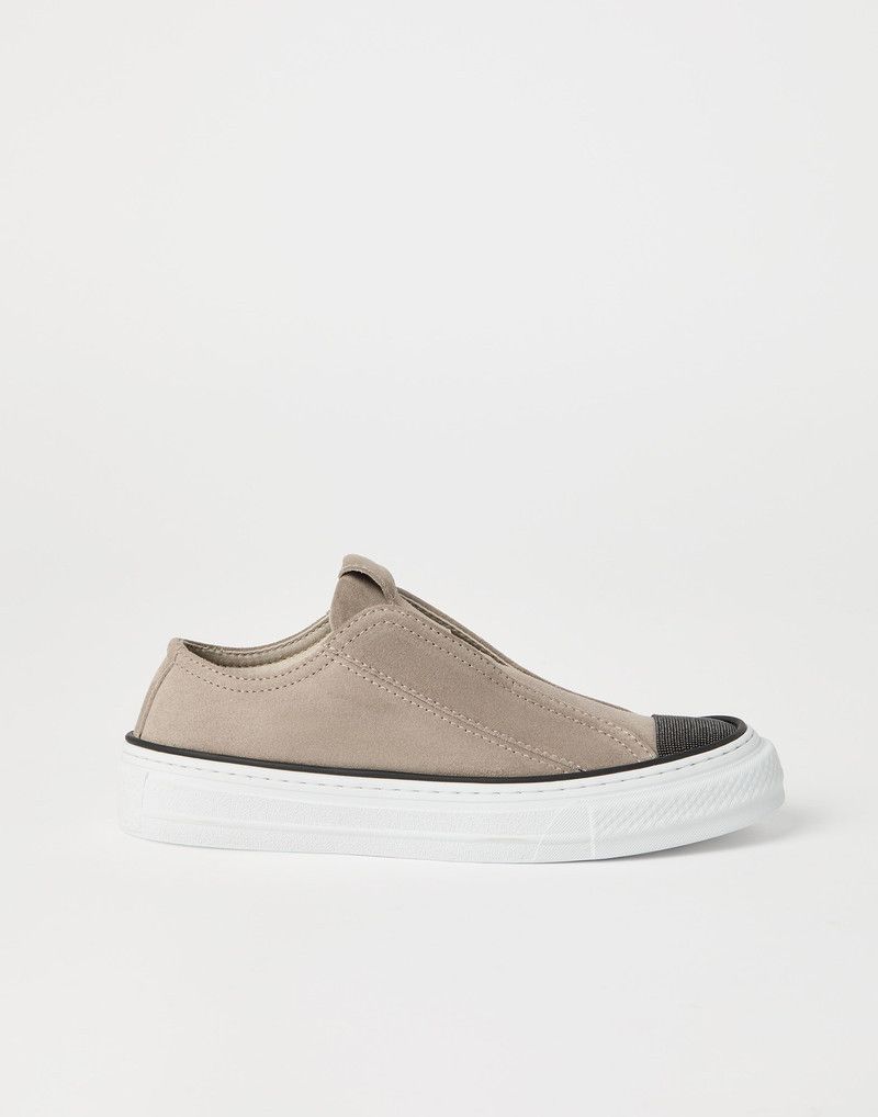 Brunello Cucinelli o1la1rc1a0326 Suede Slip-On Sneakers in Beige Size US 7 / IT 37 - 1 Thumbnail