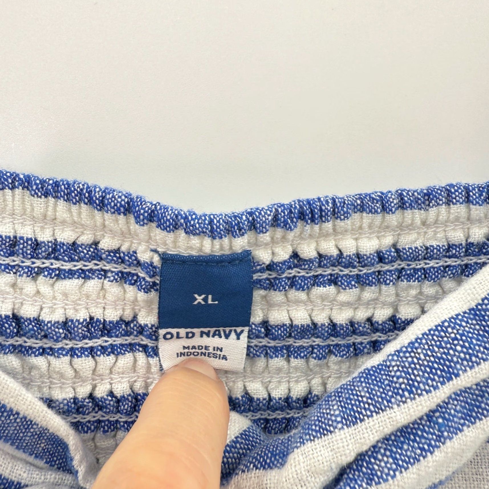 Old Navy Old Navy Camisole Blouse XL Blue Striped Sweetheart Tie Front Sleeveless Linen Blend Beachy Coastal Womens Shirt Size XL / US 12-14 / IT 48-50 - 3 Thumbnail