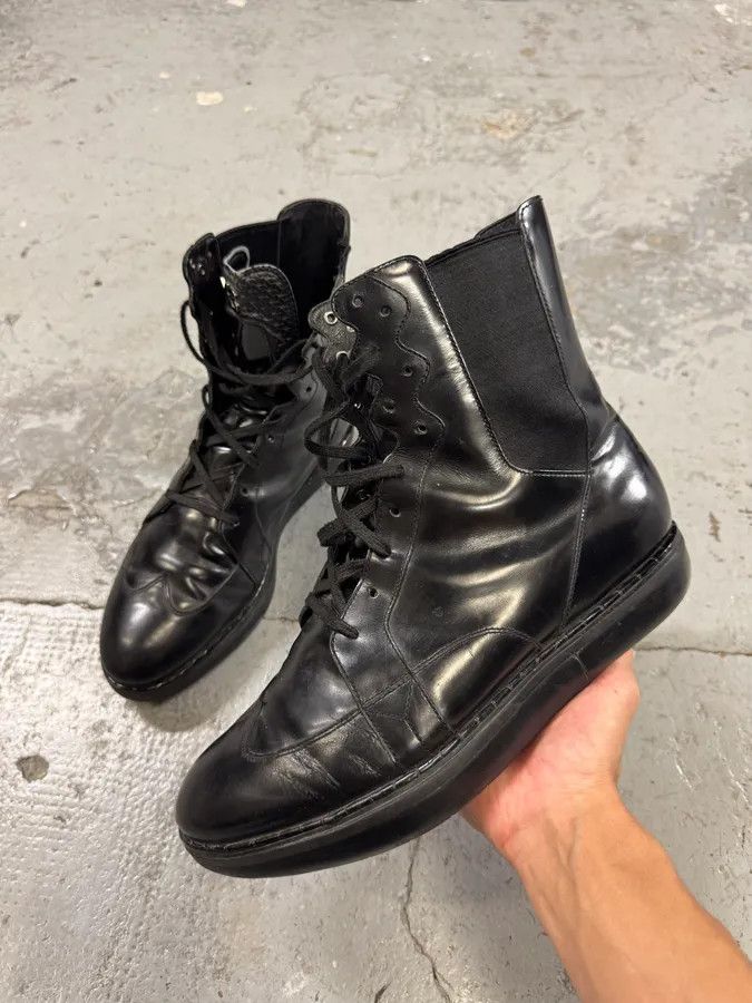 Vintage × Yohji Yamamoto Yohji Yamamoto Y3 Black Leather Boots Size US 11 / EU 44 - 1 Thumbnail