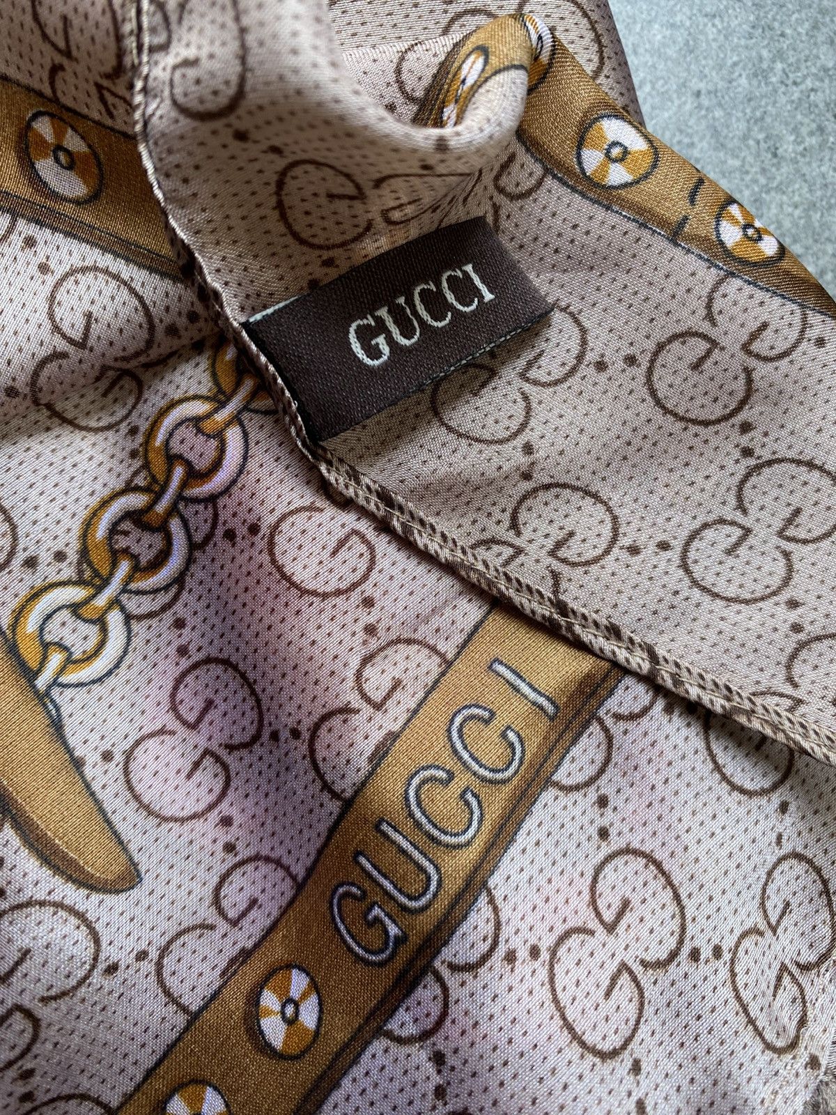 Gucci Gucci GG Monogram Floral Chain Silk Scarf Size ONE SIZE - 4 Thumbnail
