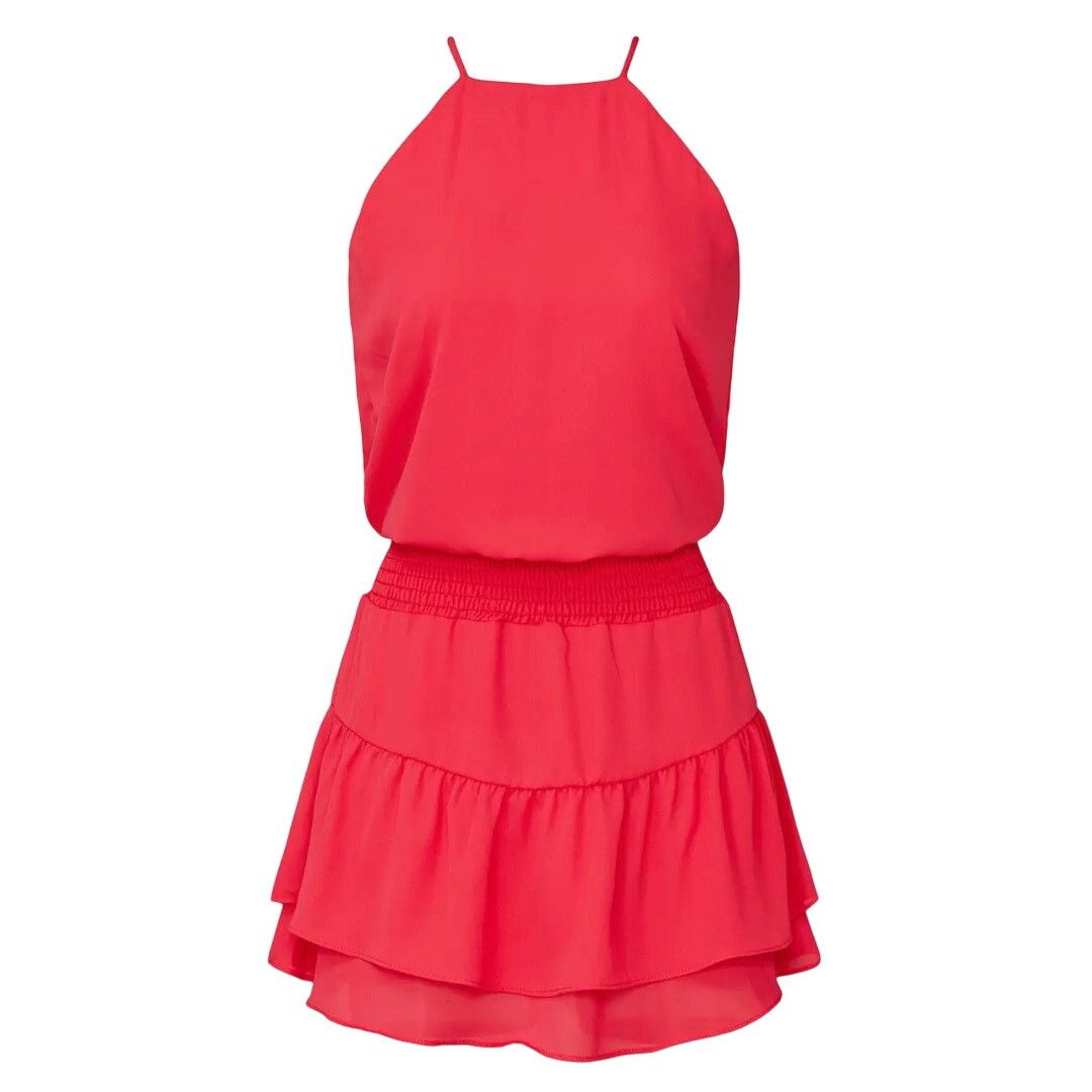 red jersey dress JERSEY MINI DRESS WITH RUFFLES | CULT MIA main image 1