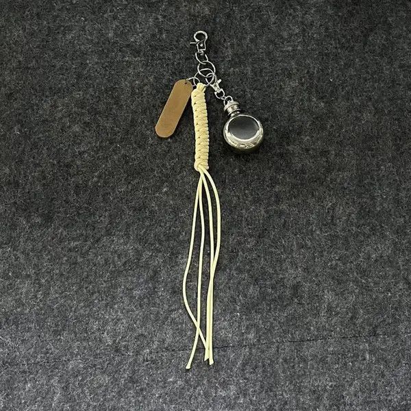 Jewelry Leather Tassel Keychains with Mini Flask Charms Size ONE SIZE - 2 Thumbnail