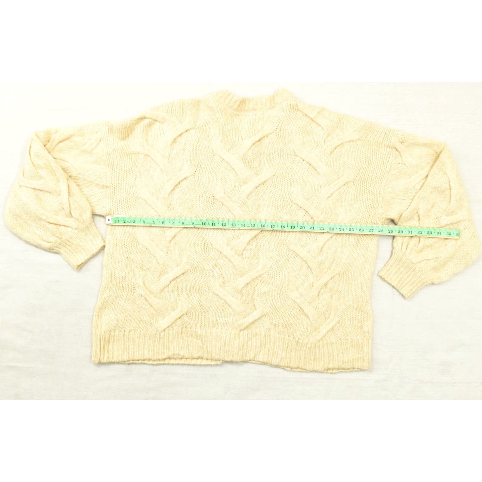 Madewell Madewell Cardigan Sweater Womens M Wool Blend Beige Crew Neck Cable Knit Button Up Size M / US 6-8 / IT 42-44 - 4 Thumbnail