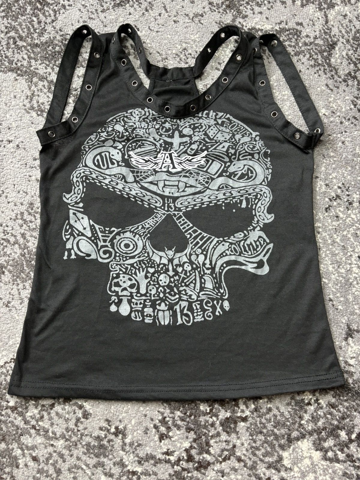 Japanese Brand × Vintage Vintage Skull Snake Dice sleeveless Black Tank Top Size S / US 4 / IT 40 - 1 Thumbnail