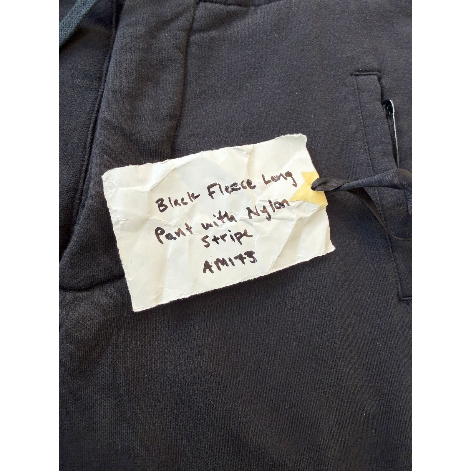 Greg Lauren Greg Lauren SAMPLE Black Fleece Long Pant with Nylon Stripe Size US 34 / EU 50 - 5 Thumbnail