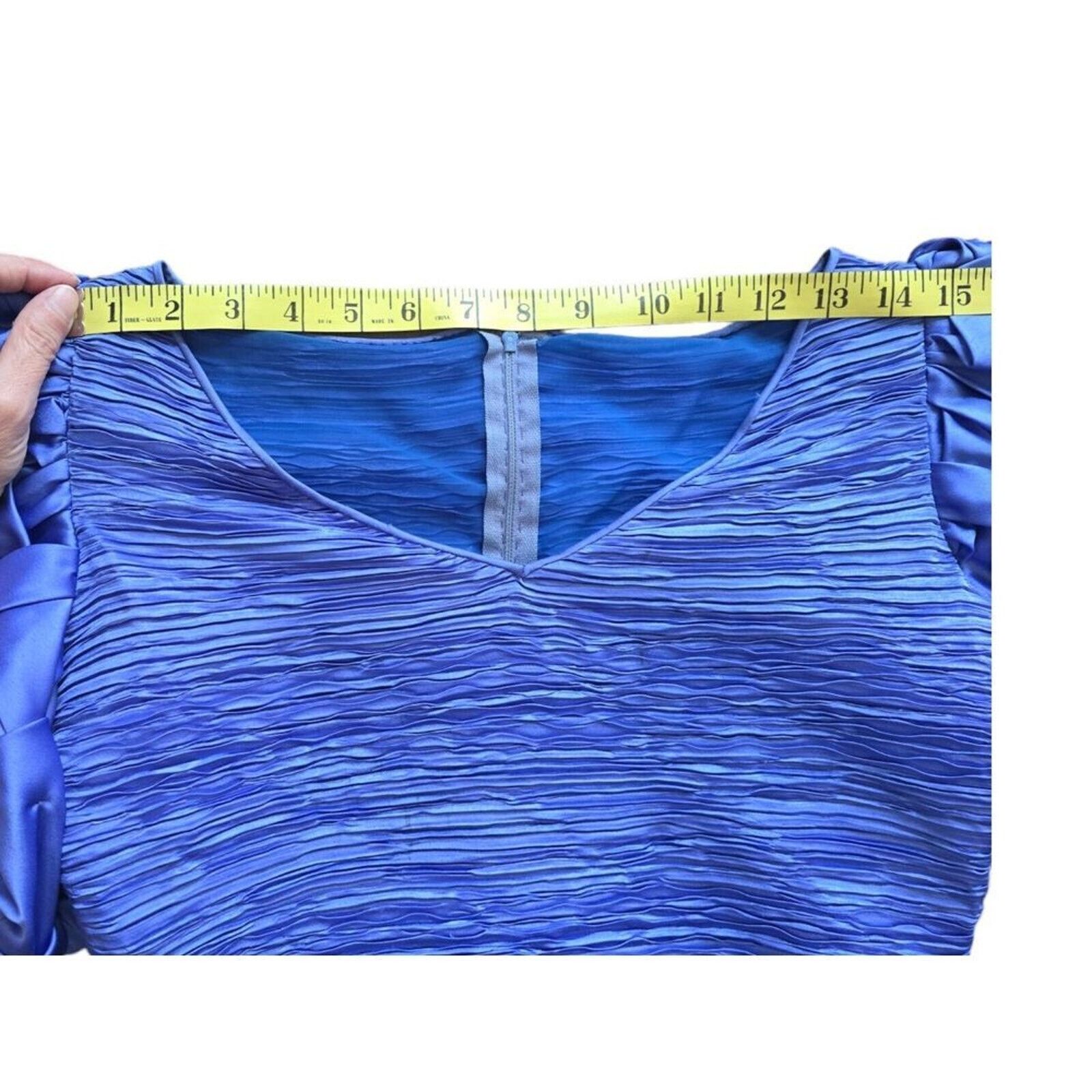 Mary McFadden Vintage Mary McFadden Blue Pleated Plisse dress gown S,M Size S / US 4 / IT 40 - 5 Thumbnail
