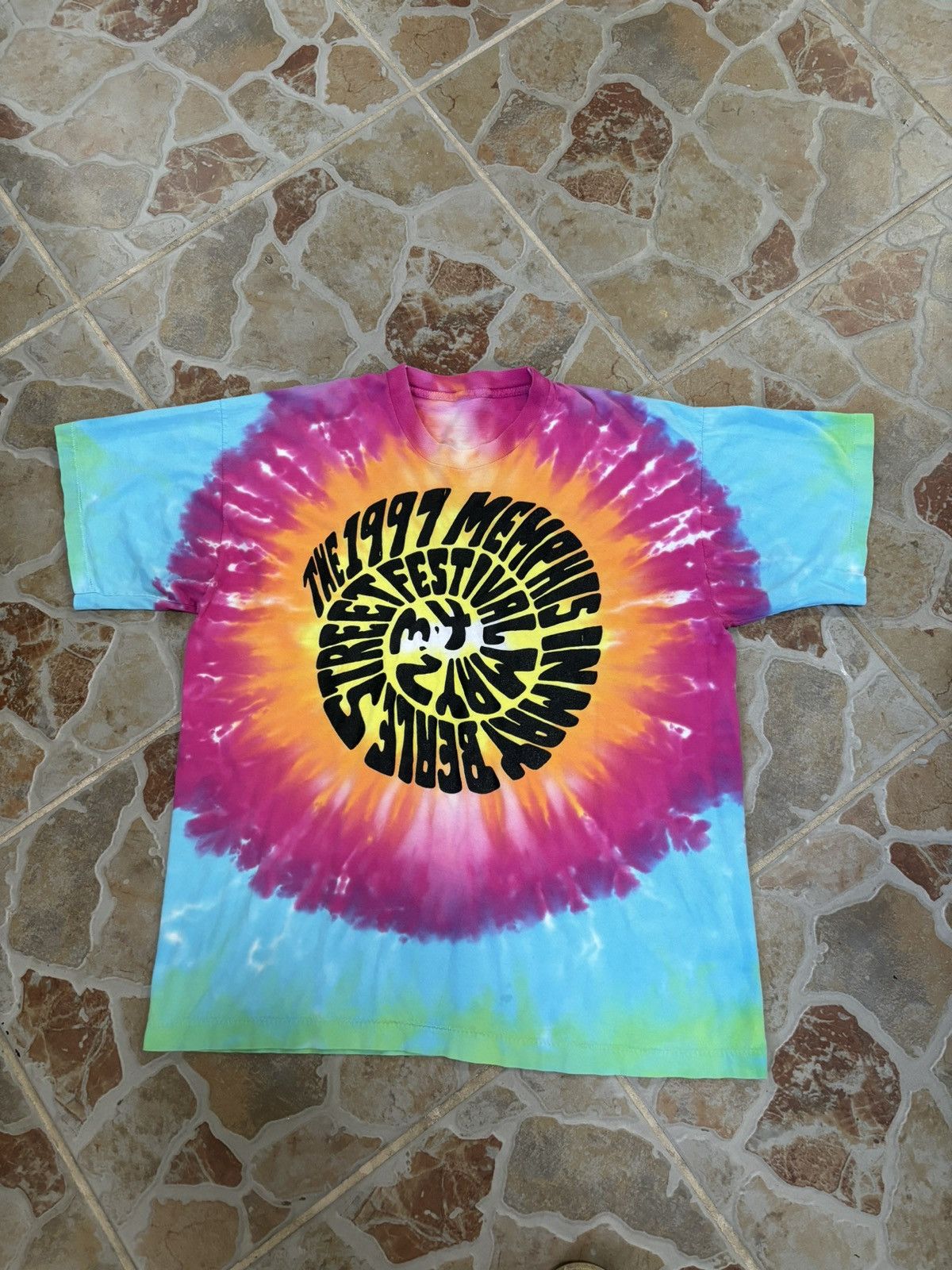 image of Vintage 1997 Memphis In May Festival Shirt in Tye Dye, Men's (Size XL)