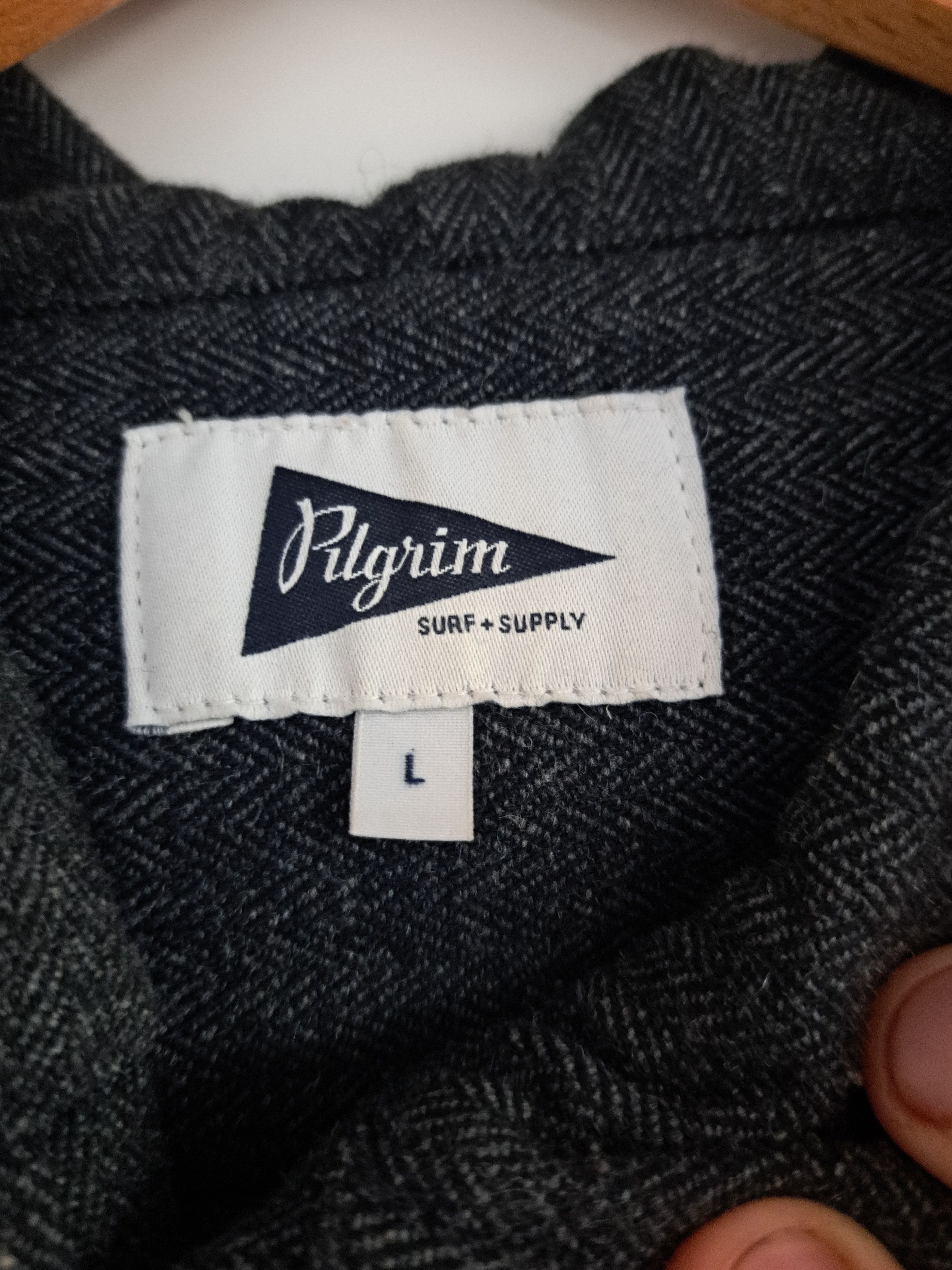 Pilgrim Surf + Supply Boyce Herringbone Wool Hooded Shirt Size US L / EU 52-54 / 3 - 4 Thumbnail