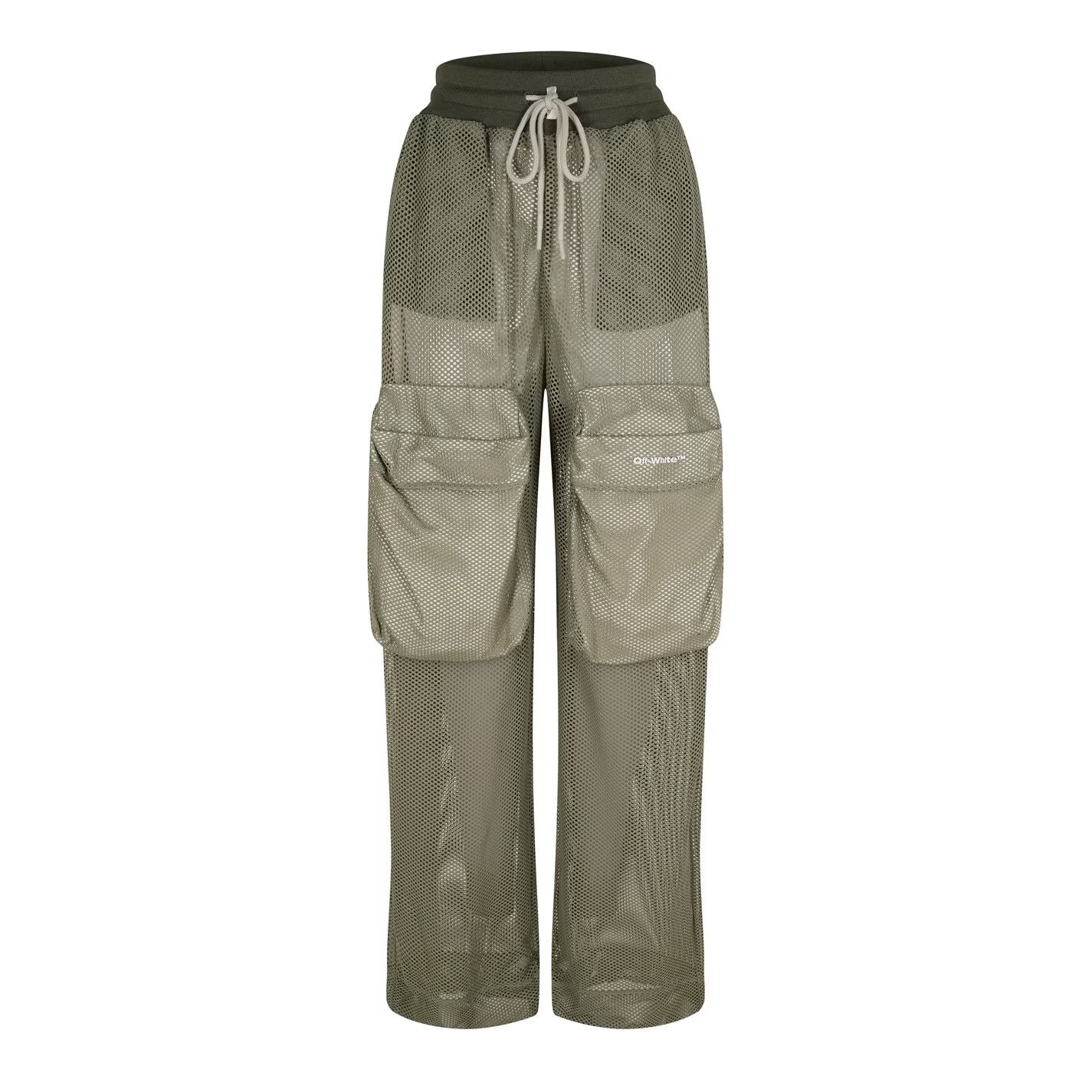 o1g2r1mq1224 Mesh Cargo Trouser in Green & White