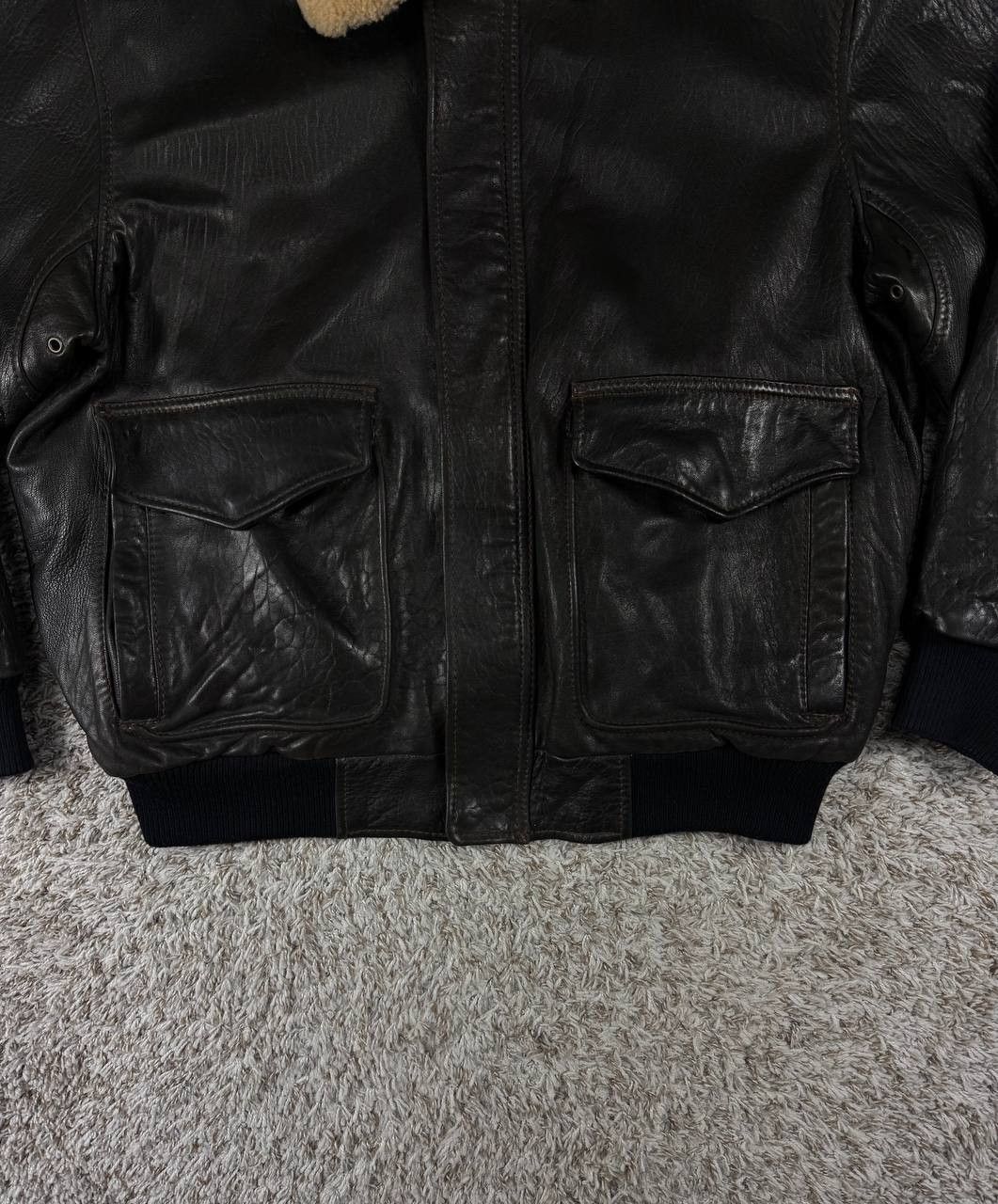 Andrew Marc 2005 Marc New York Leather Bomber Jacket Shearling Collar Size US XL / EU 56 / 4 - 3 Thumbnail