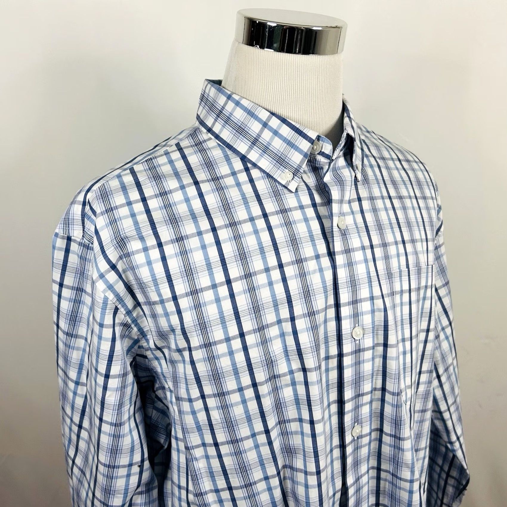 CO Duluth Trading Co XL Relaxed Fit Casual Shirts Blue White Plaid 100% Cotton Button-Front Long Sleeve Button-Down Collared Mens Shirt Size US XL / EU 56 / 4 - 2 Thumbnail