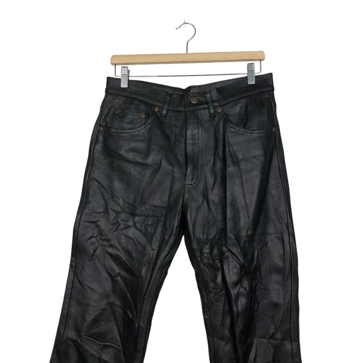 Genuine Leather 📌Vintage Biker Genuine Leather Pants BBH Clothing Size US 31 - 5 Thumbnail