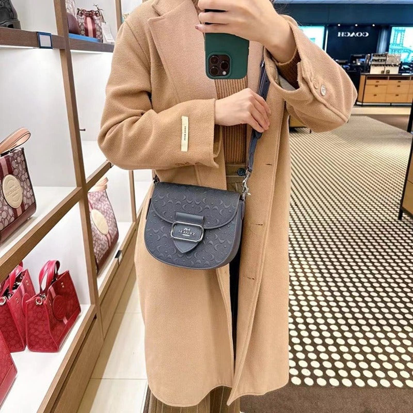 image of Coach Cf318 Morgan Saddle Bag In Signature Leather in Blue, Women's