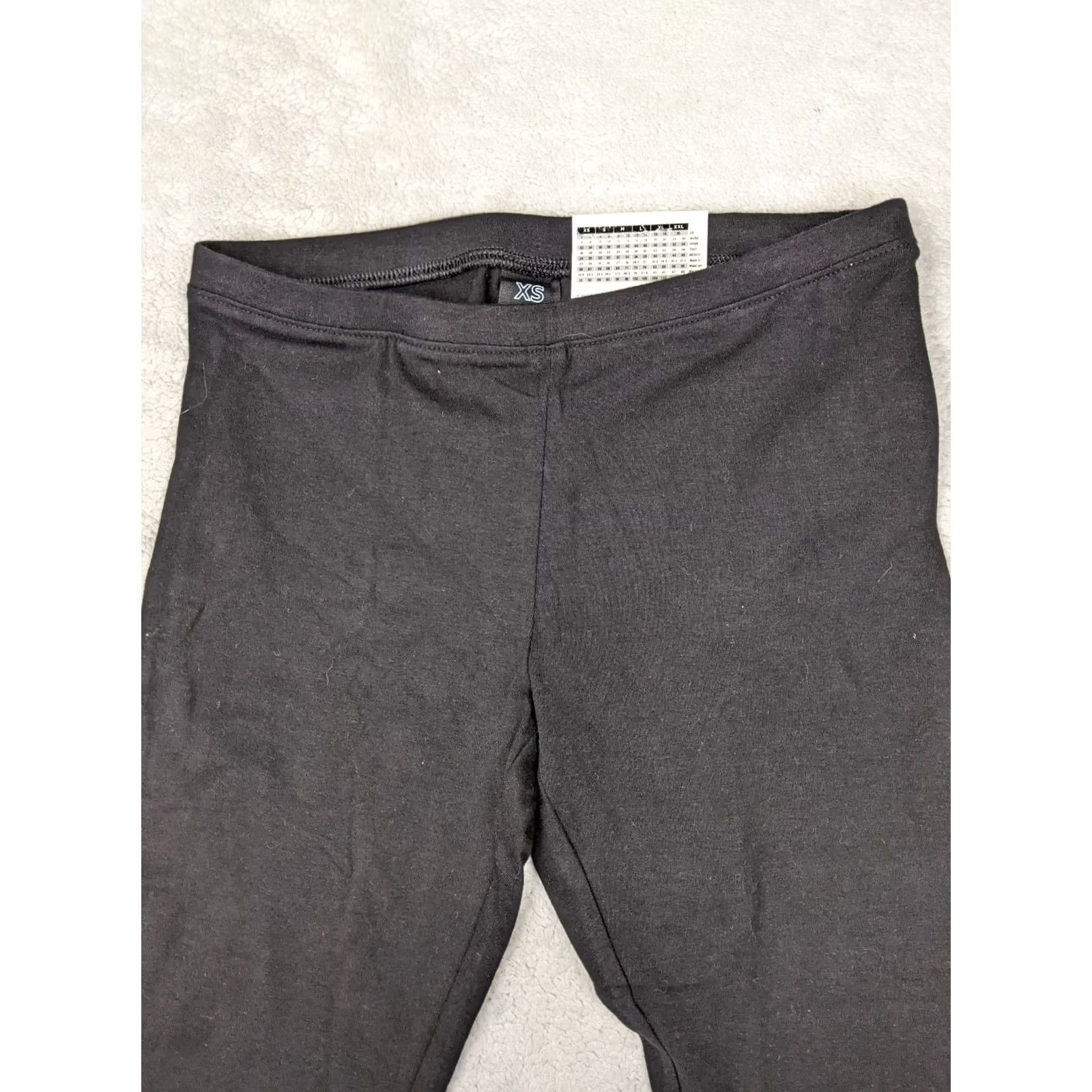 Vintage HUE Legging Womens XS Black Skinny Pants Dark Pull On Lounge Low Rise Size 28" / US 6 / IT 42 - 2 Thumbnail