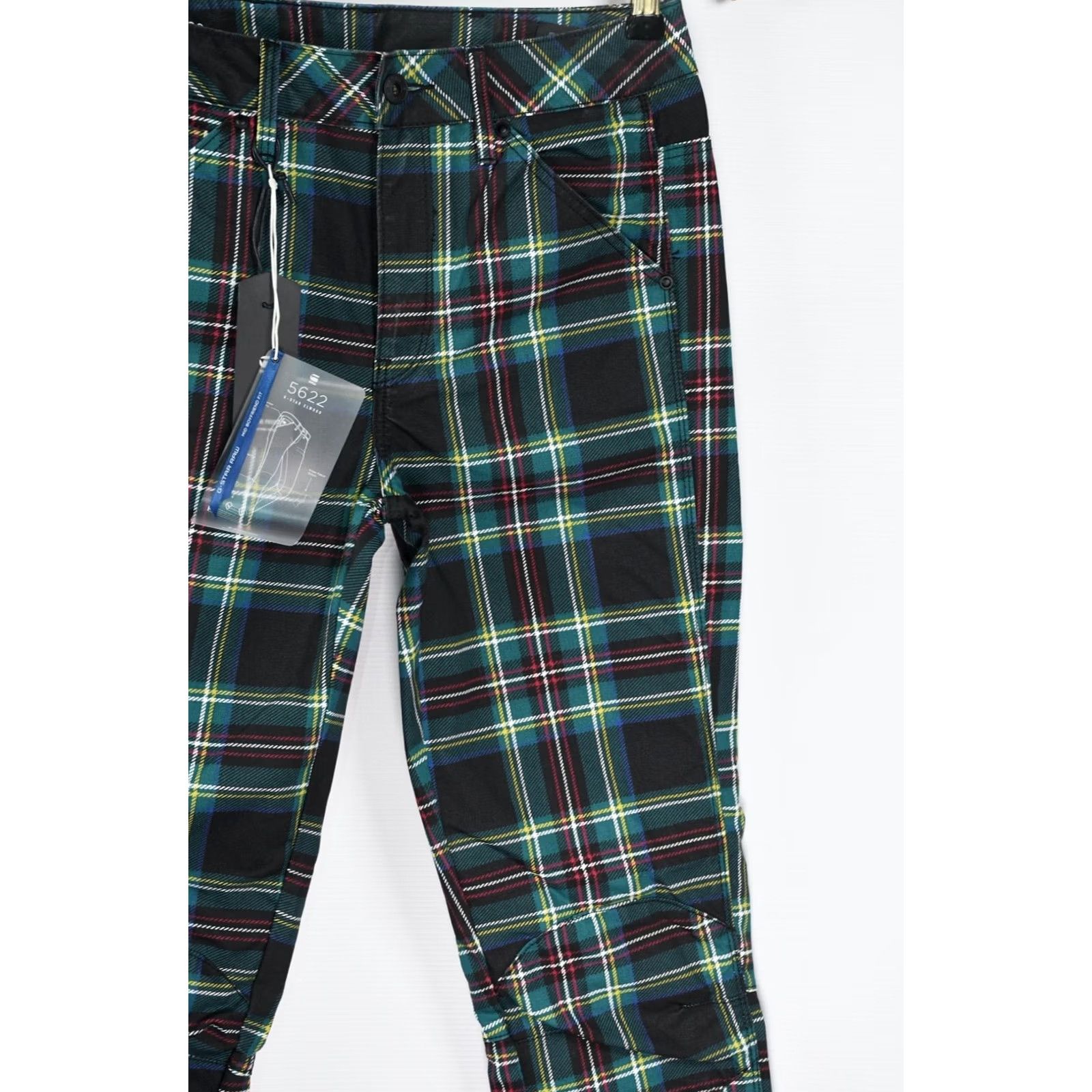 G-Star G-Star Pharrell Williams 5622 3D Mid Boyfriend Royal Stewart Cotton Jeans Blue Check W24 L34 Womens Girls Size ONE SIZE - 4 Thumbnail