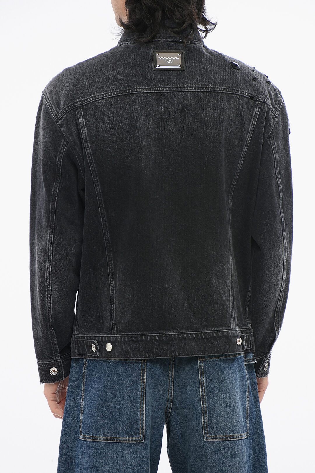 Dolce & Gabbana og1mm0825 Vintage Detailed Denim Jacket in Black Size US M / EU 48-50 / 2 - 2 Thumbnail