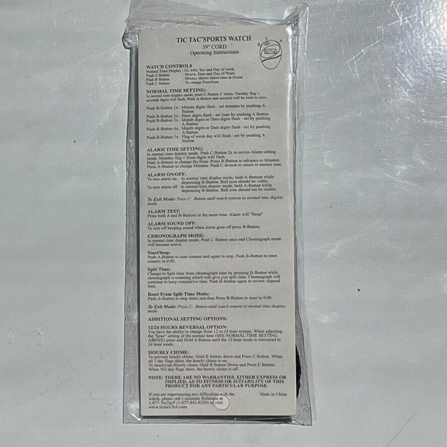 Designer Tic Tac Sports Watch & Timer w/ 39" Cord SEALED New Size ONE SIZE - 3 Thumbnail