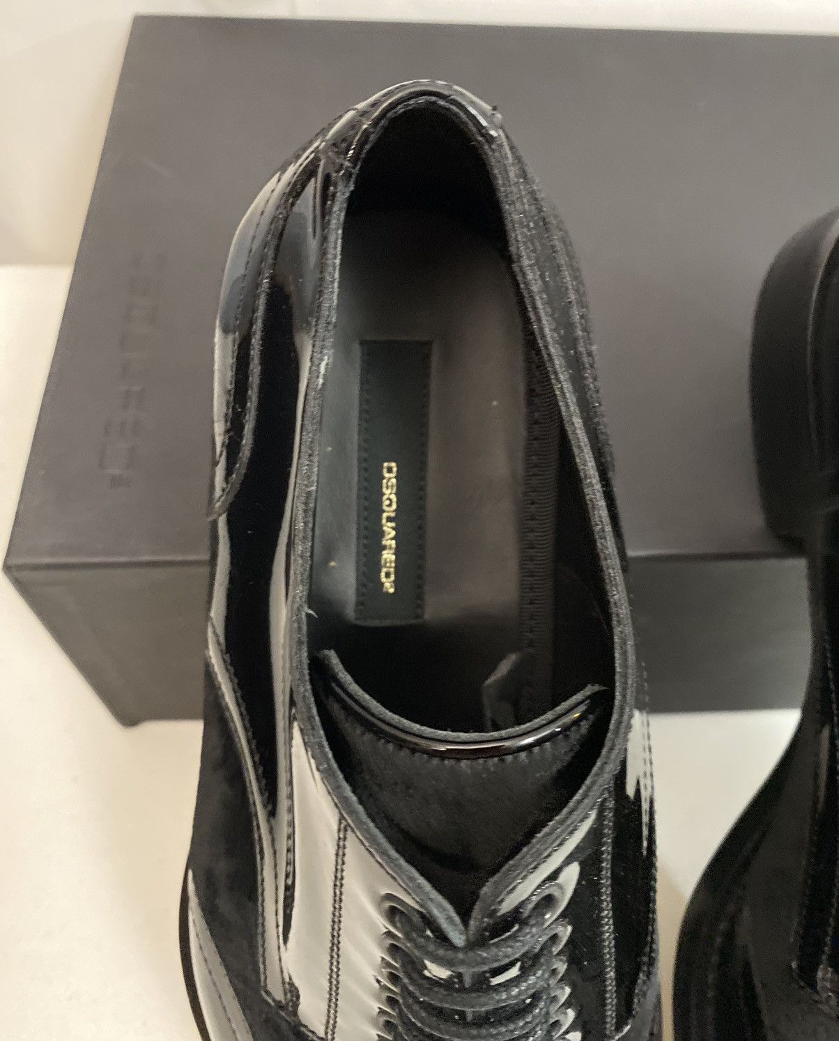 Dsquared2 Dsquared2 🇮🇹 Black Patent/Velvet Handmade Derby 7.5 NEW Size US 7.5 / EU 40-41 - 7 Thumbnail