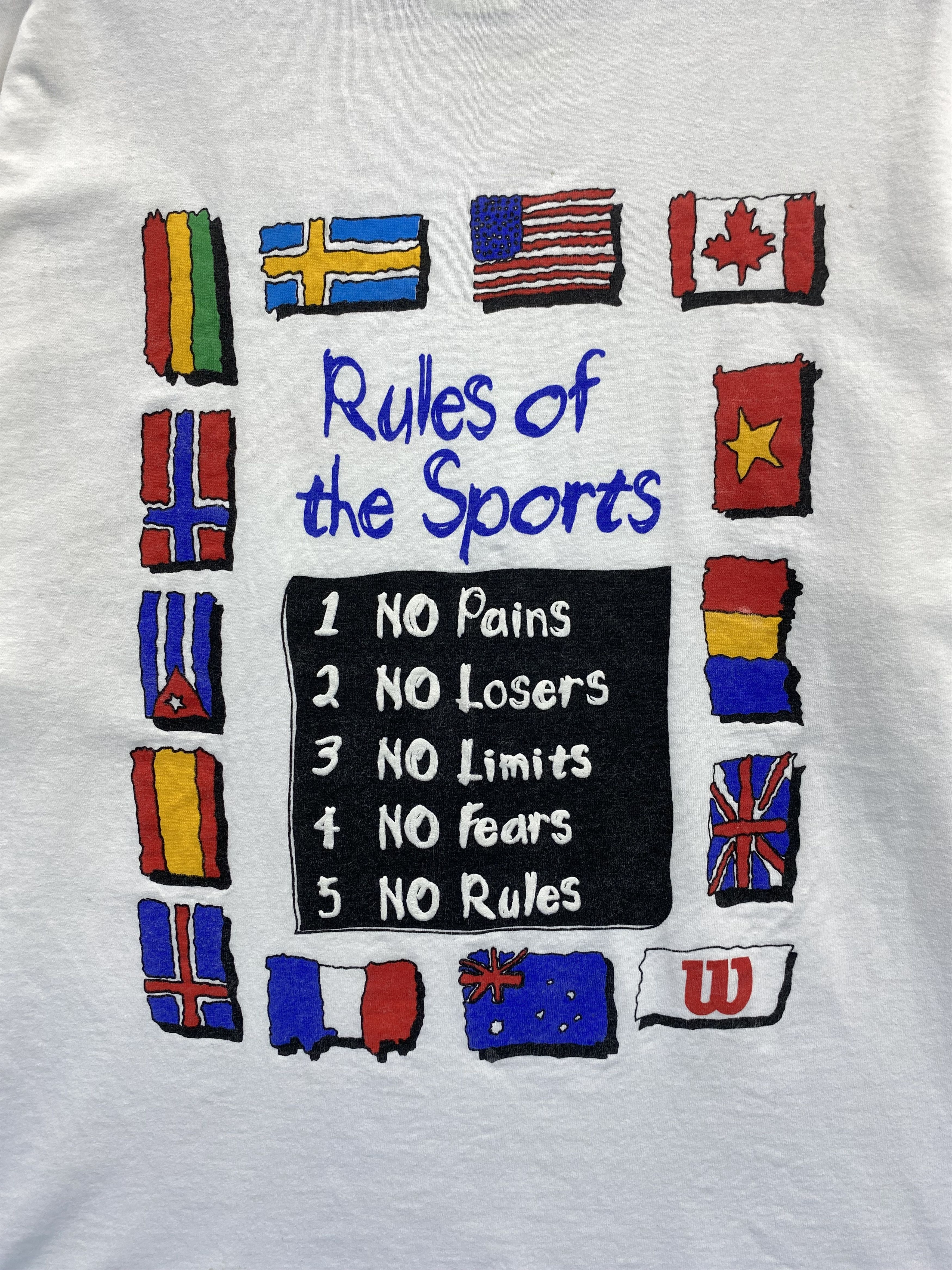 Wilson Vintage 90's Wilson Rules Of Sports Backhit T-Shirt Size US L / EU 52-54 / 3 - 4 Thumbnail