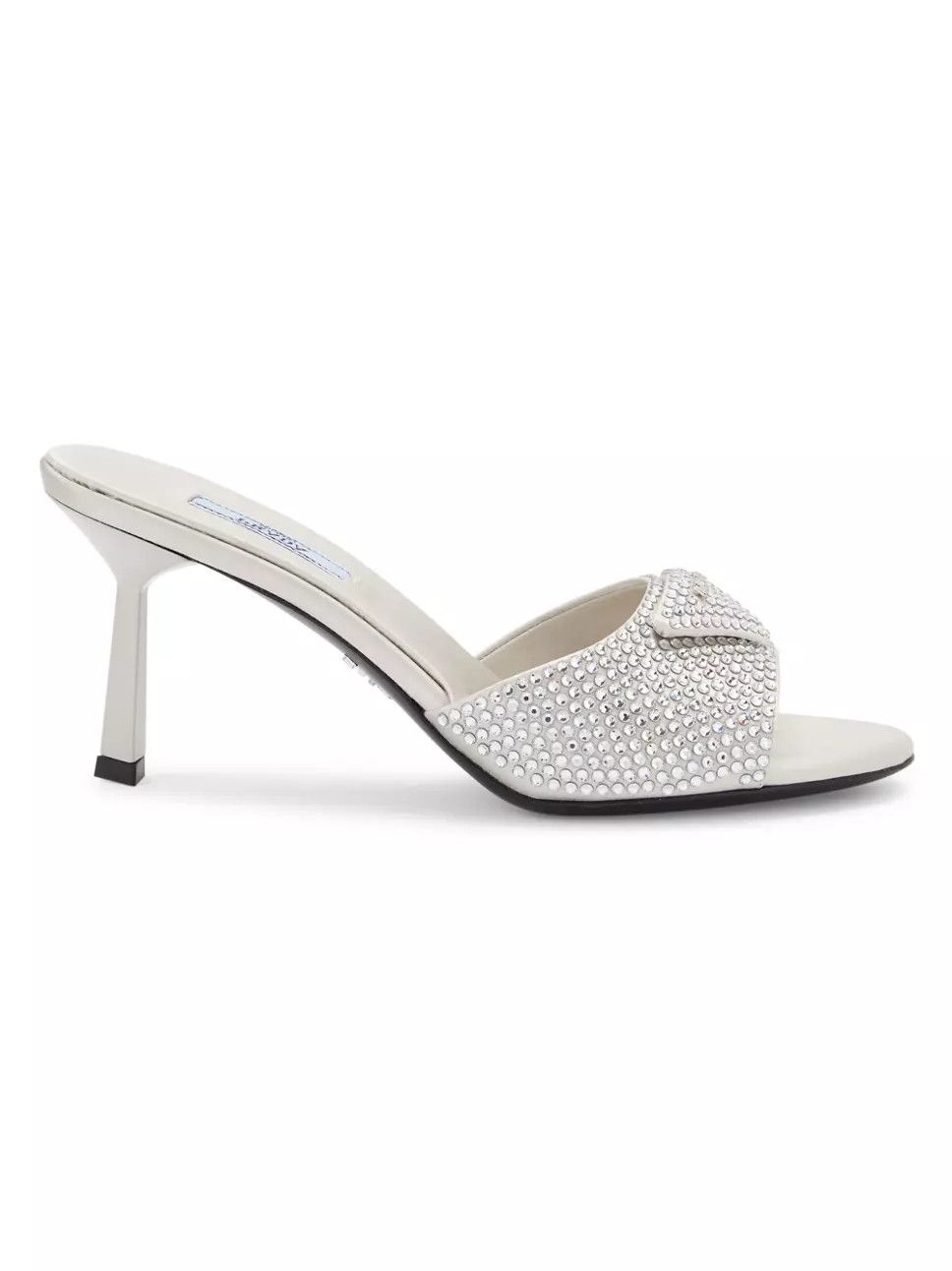 image of Prada Satin Slides With Crystals In Silver, Women's (Size 5)