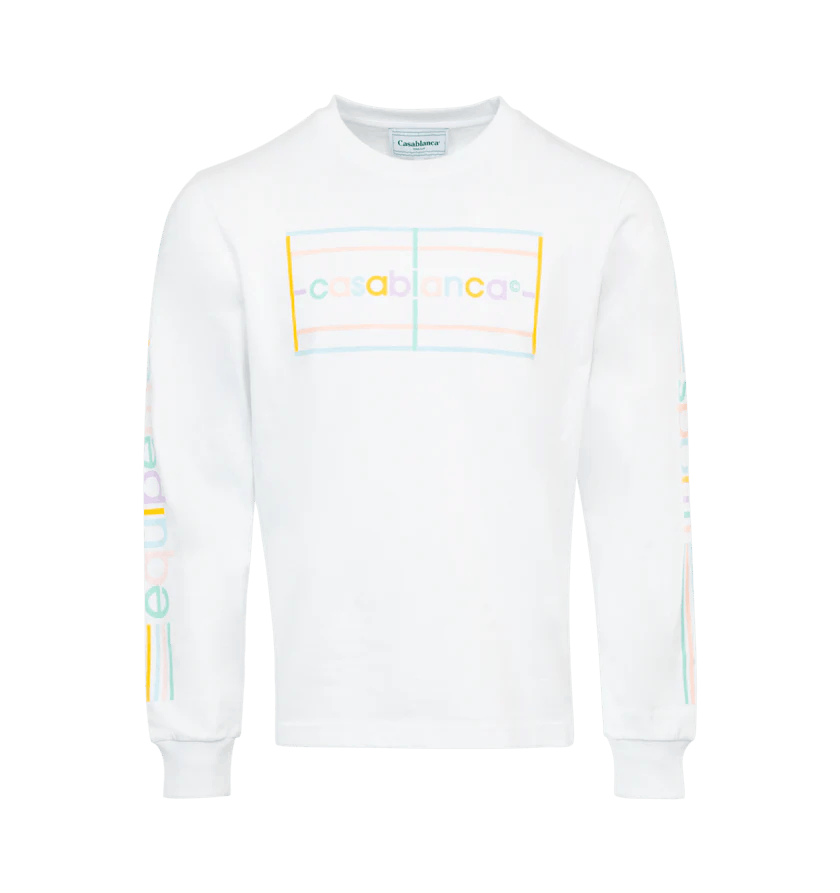 Casablanca o1h1sh11224 Pastel Court Long Sleeve T-Shirt in White/Multi Size US XXL / EU 58 / 5 - 1 Thumbnail