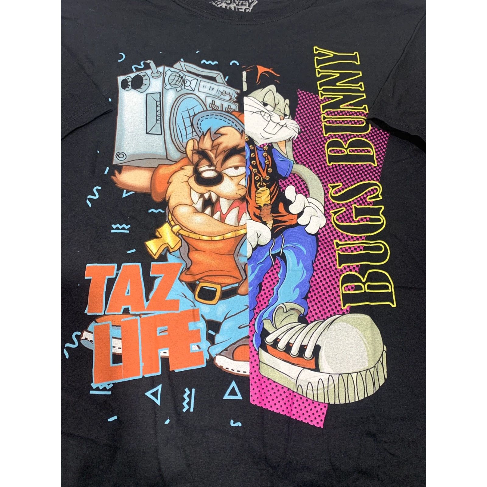 Vintage Looney Tunes Taz Life & Bugs Bunny Black 2XL #264 Shirt Mens 2XL Black Graphic Tee Size US XXL / EU 58 / 5 - 2 Thumbnail