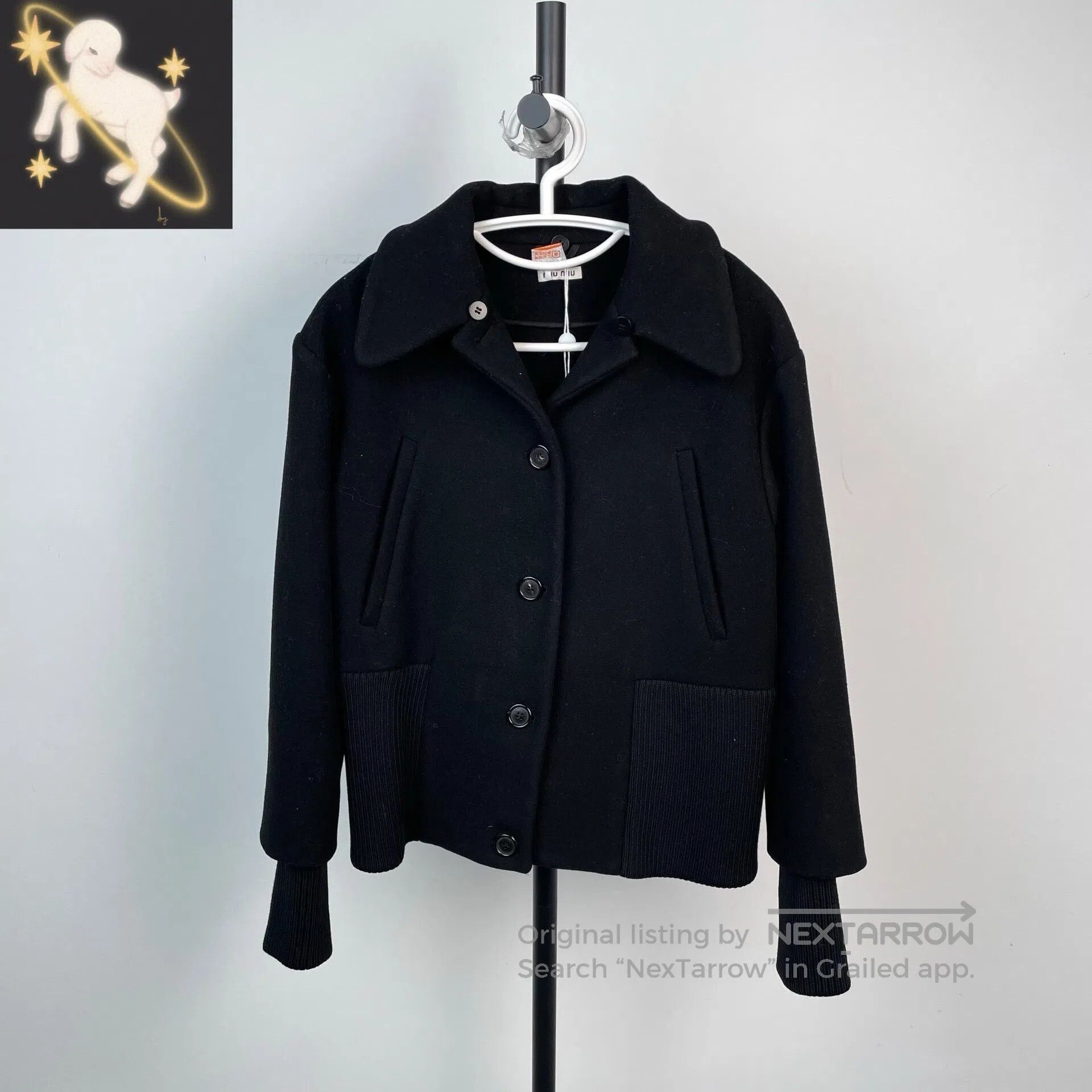 Miu Miu Miu Miu Black lapel woolen jacket coat| Size XS / US 0-2 / IT 36-38 - 1 Thumbnail