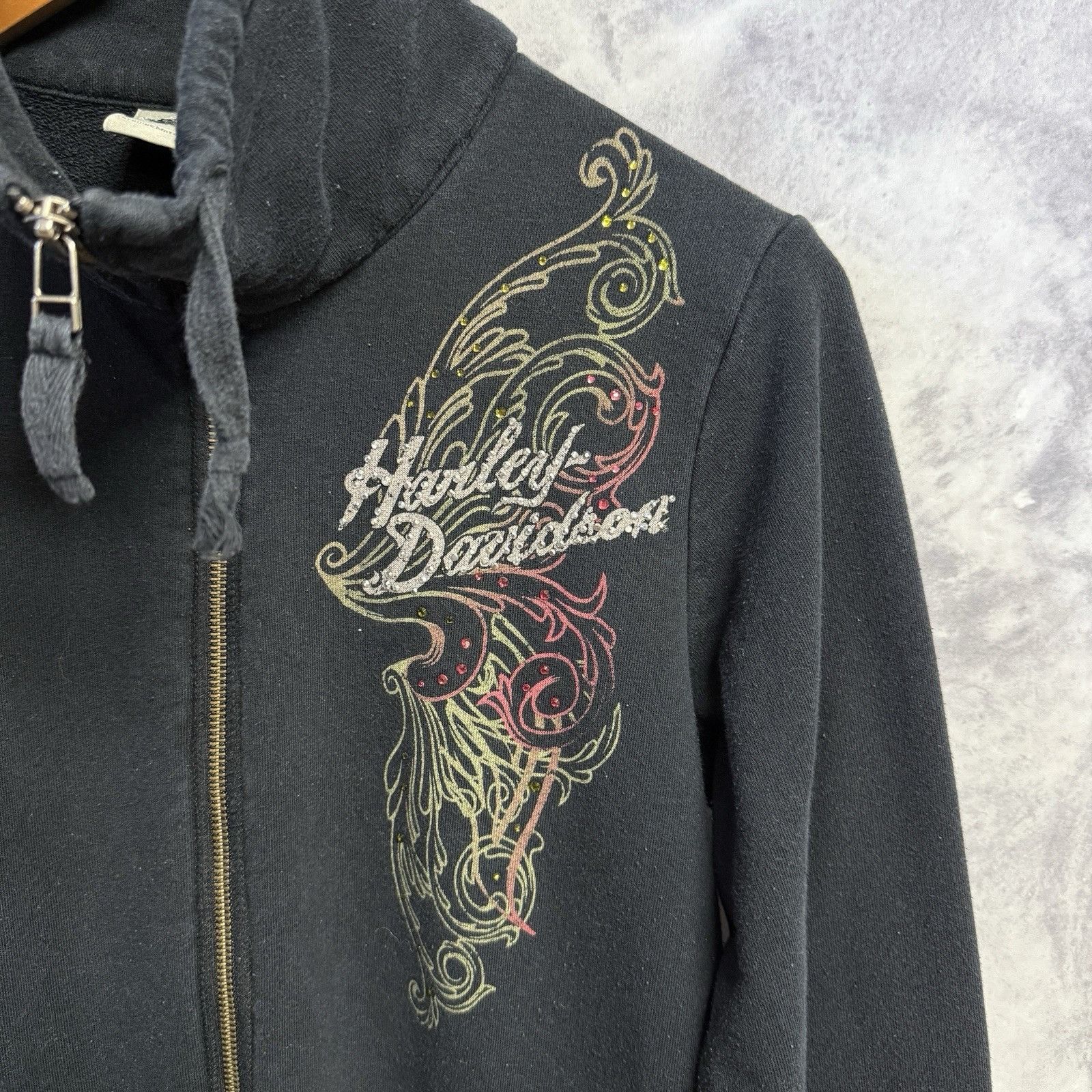 Harley Davidson Harley Davidson Women’s Sweatshirt Black Zip Rhinestone Size XL / US 12-14 / IT 48-50 - 3 Thumbnail