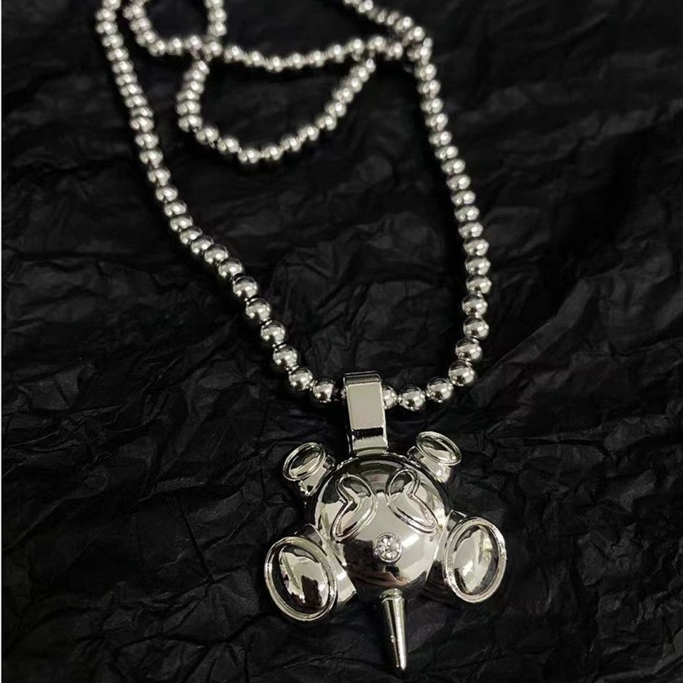 Jewelry Stainless Steel Round Bead Chain Quadangle Ball Necklace Size ONE SIZE - 8 Thumbnail