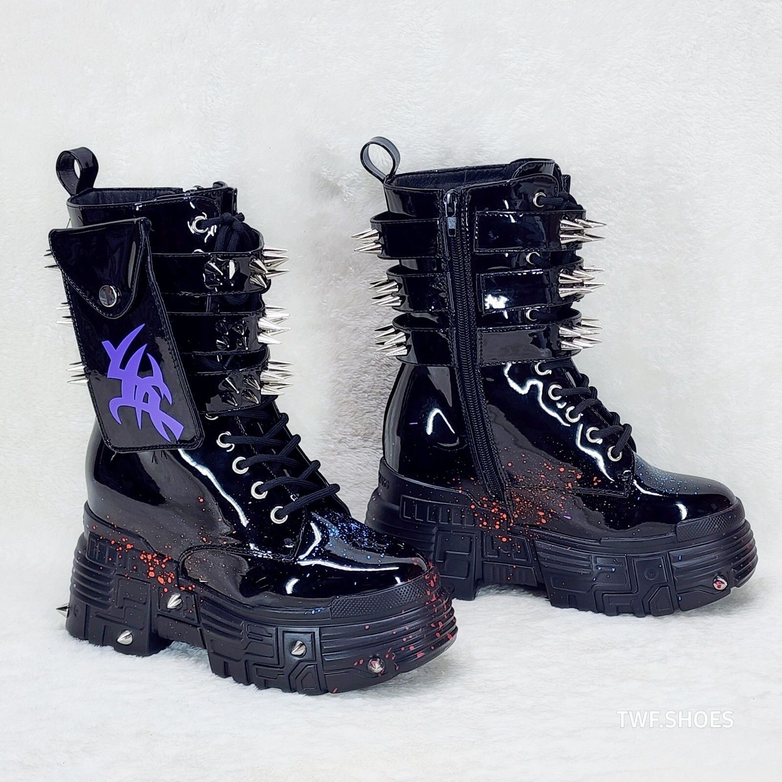Other Anthony Wang Blackest Night Patent Spatter Cyber Punk Goth P Size US 8.5 / IT 38.5 - 5 Thumbnail