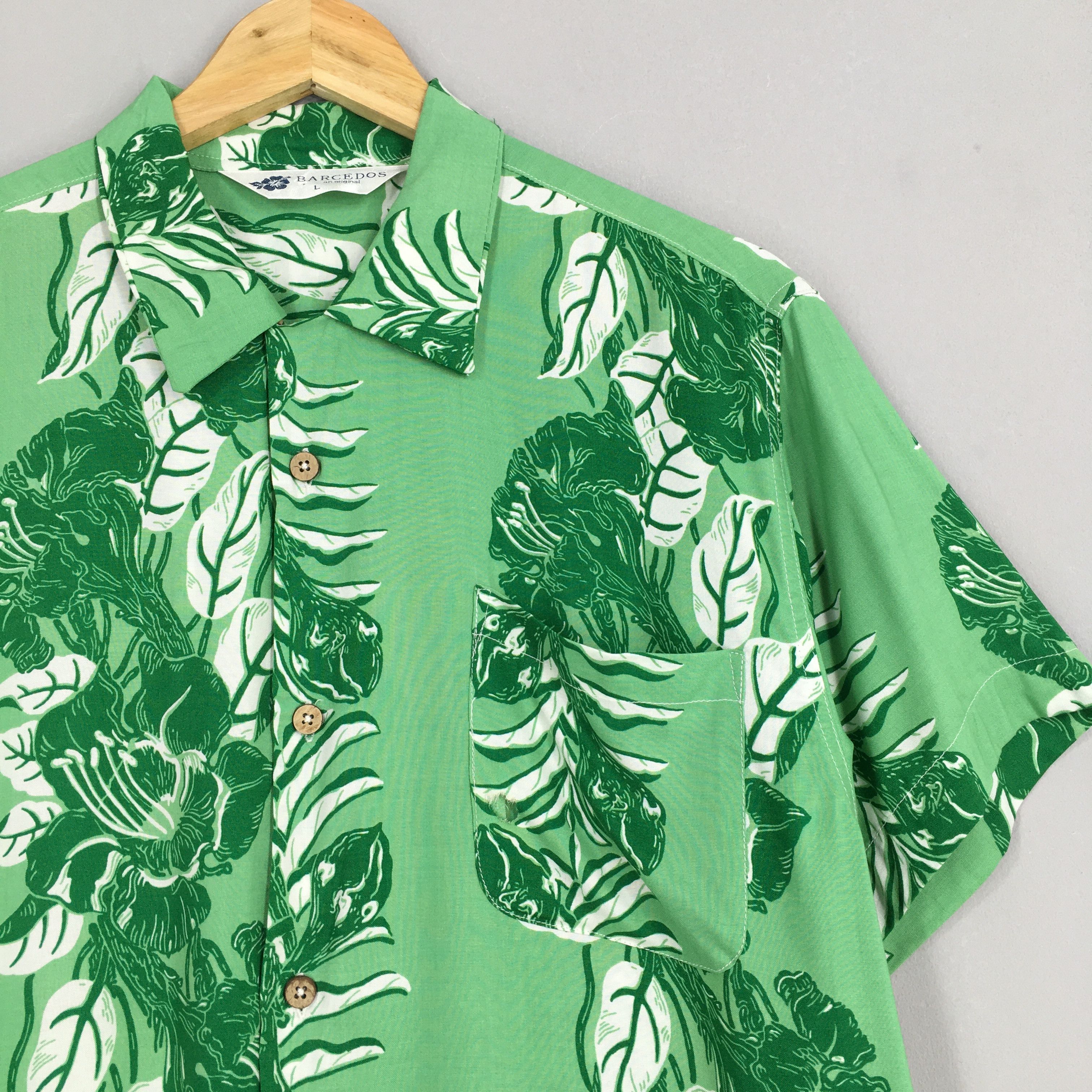 Other Vintage 80s Hawaii Aloha Surfwear Beach Green Shirt Large Size US L / EU 52-54 / 3 - 2 Thumbnail