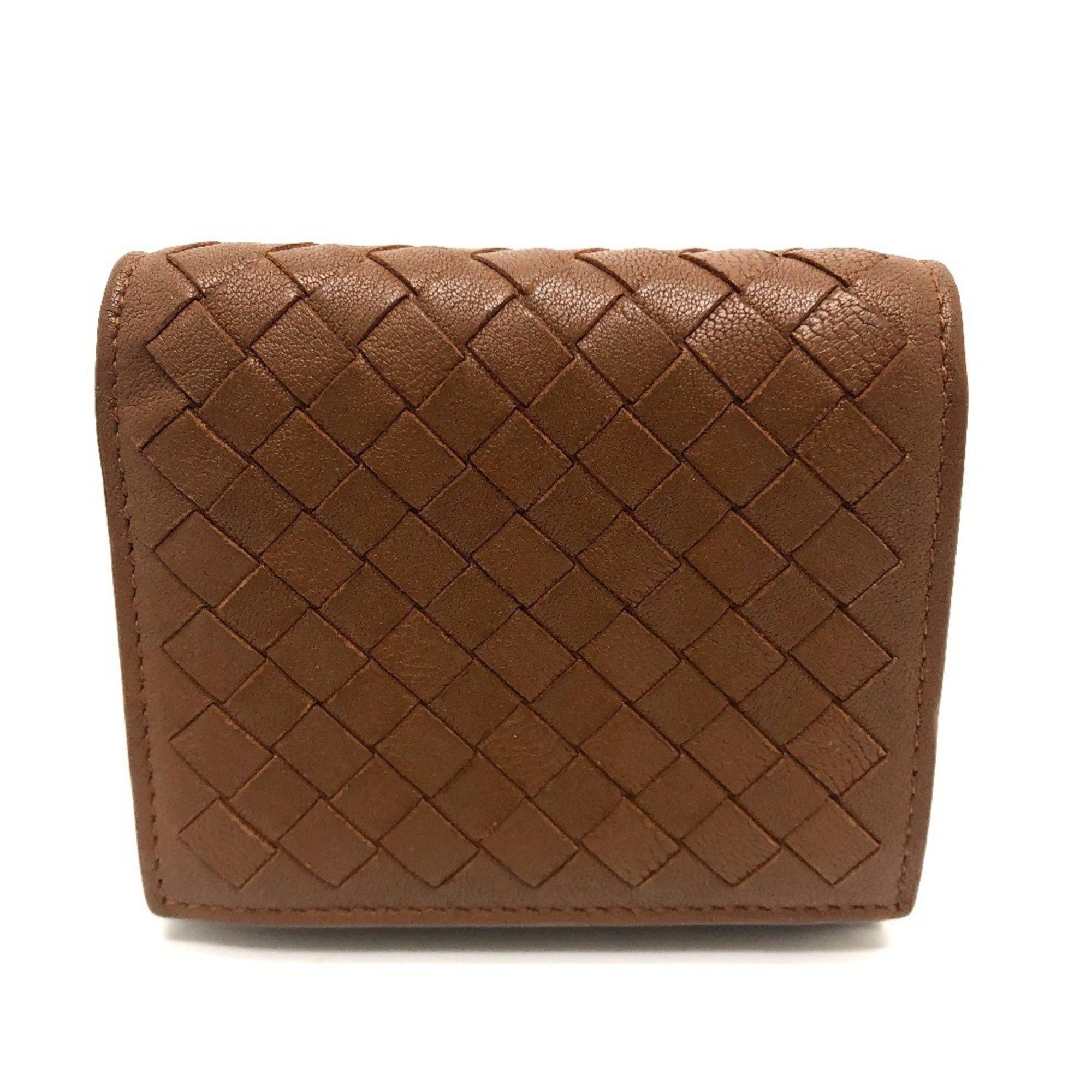 Bottega Veneta BOTTEGA VENETA Intrecciato Compact Wallet, Tri-fold Leather, Women's, Brown Size ONE SIZE - 1 Thumbnail