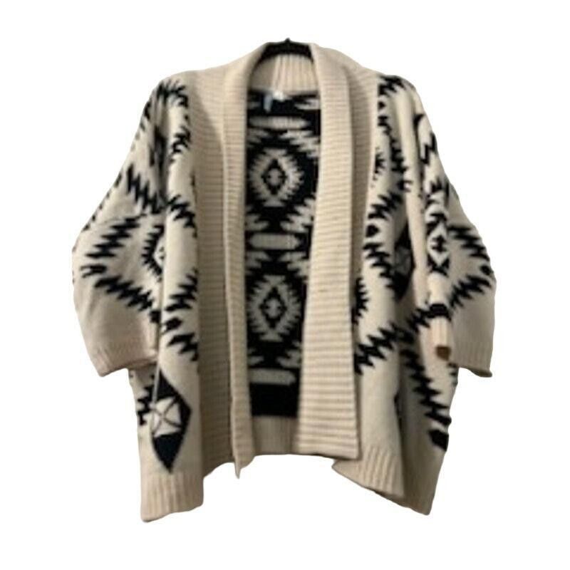 Designer Vintage Oversized Aztec Cardigan Black White Size Medium Size M / US 6-8 / IT 42-44 - 1 Thumbnail