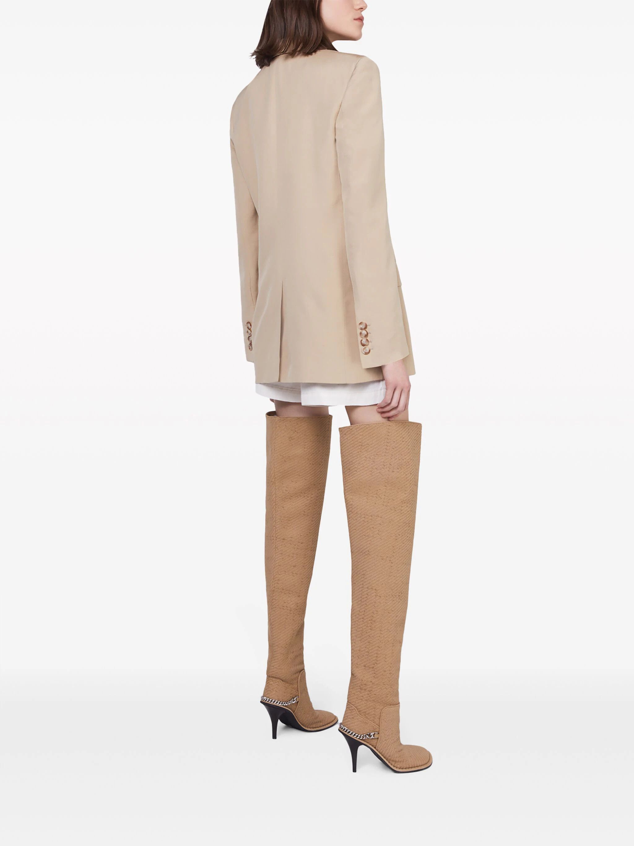 Stella McCartney o1s22i1n1024 Double-Breasted Blazer in Beige Size M / US 6-8 / IT 42-44 - 2 Thumbnail