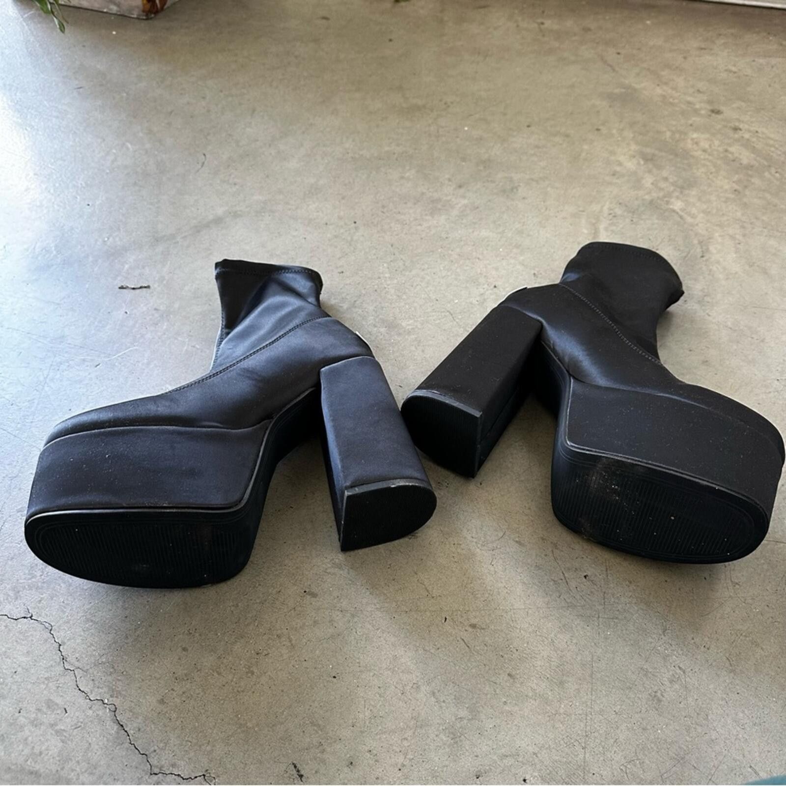 Other NOKWOL / Ellie platform ankle boots in satin / black Size US 7 / IT 37 - 7 Thumbnail