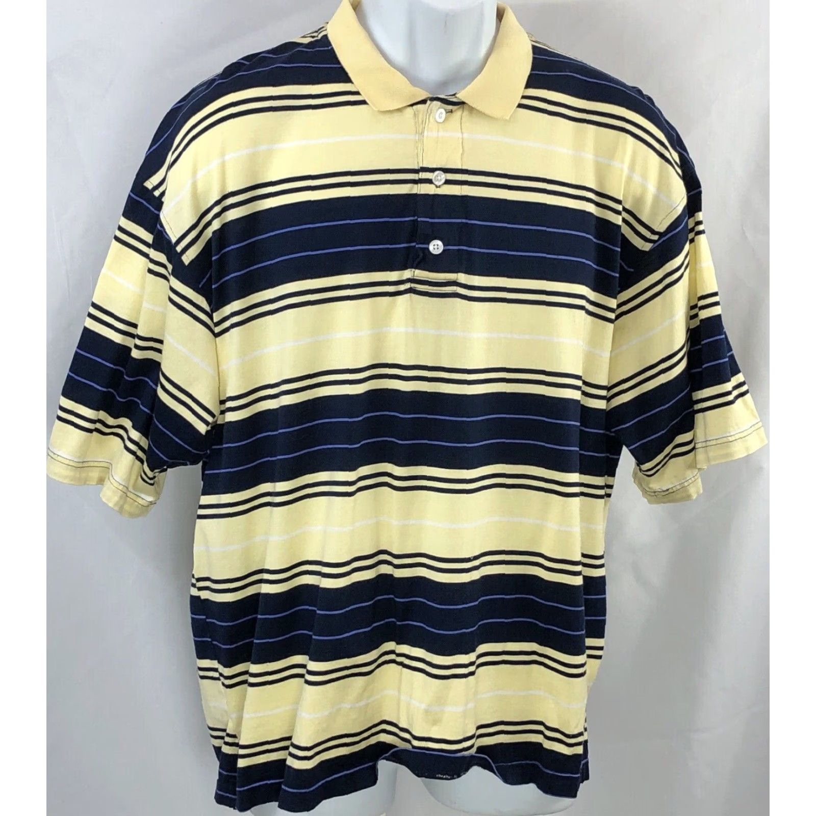 Vintage Taylor Henry Polo Shirt L Yellow Striped Short Sleeve 3 Button Casual Preppy Men Size US L / EU 52-54 / 3 - 2 Thumbnail