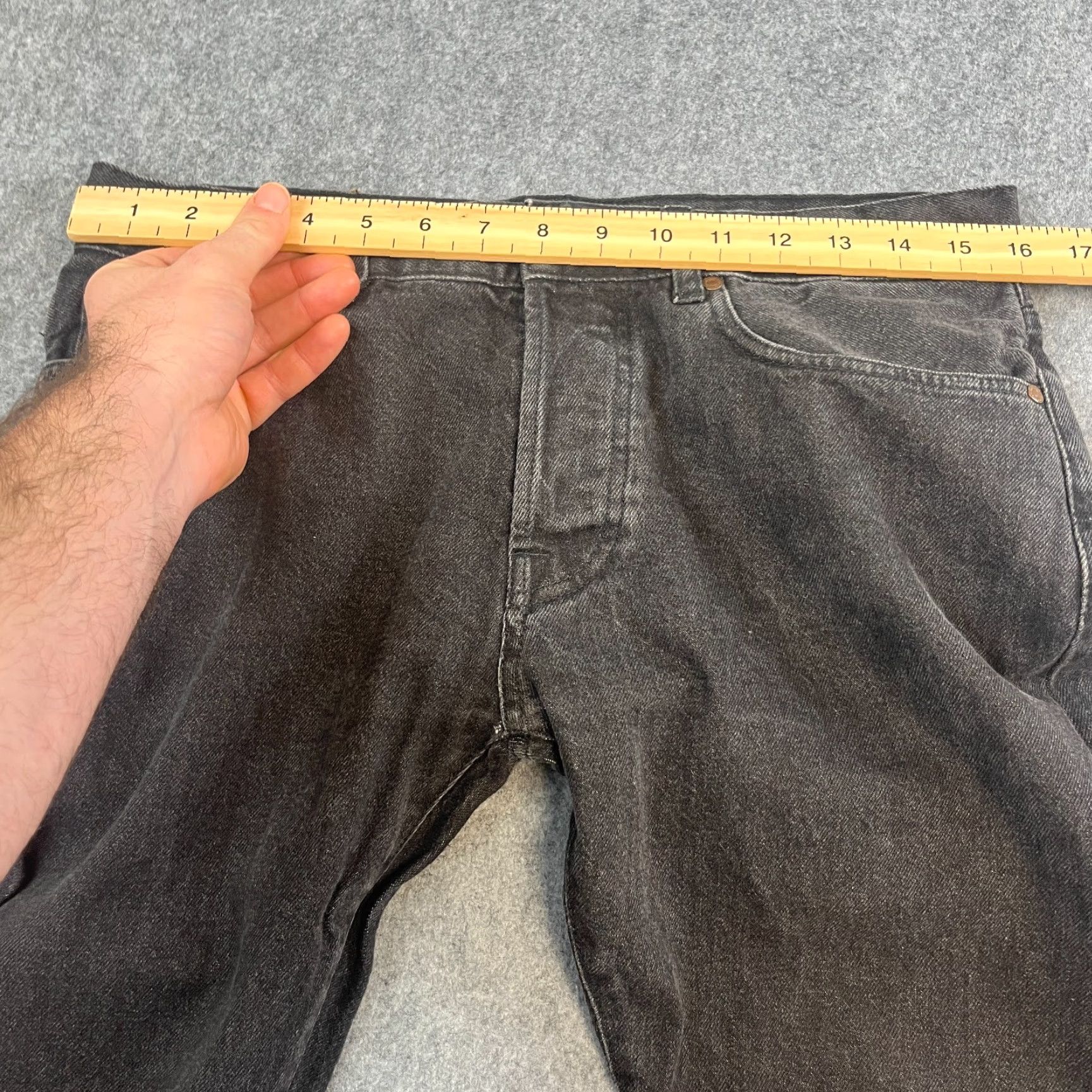 Our Legacy OUR LEGACY Jeans Regular Tapered 31 32 Dark Wash Black Fade Mens Denim 5-Pocket Pockets Button Closure Size 31 Regular Rise Mid Cotton Vintage No Size US 31 - 6 Thumbnail