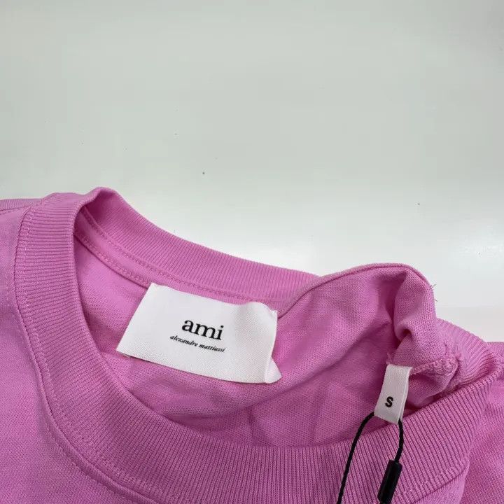 AMI AMIPARIS Solid Pink Heart Logo Short Sleeve T-Shirt -2507 Size US S / EU 44-46 / 1 - 6 Thumbnail