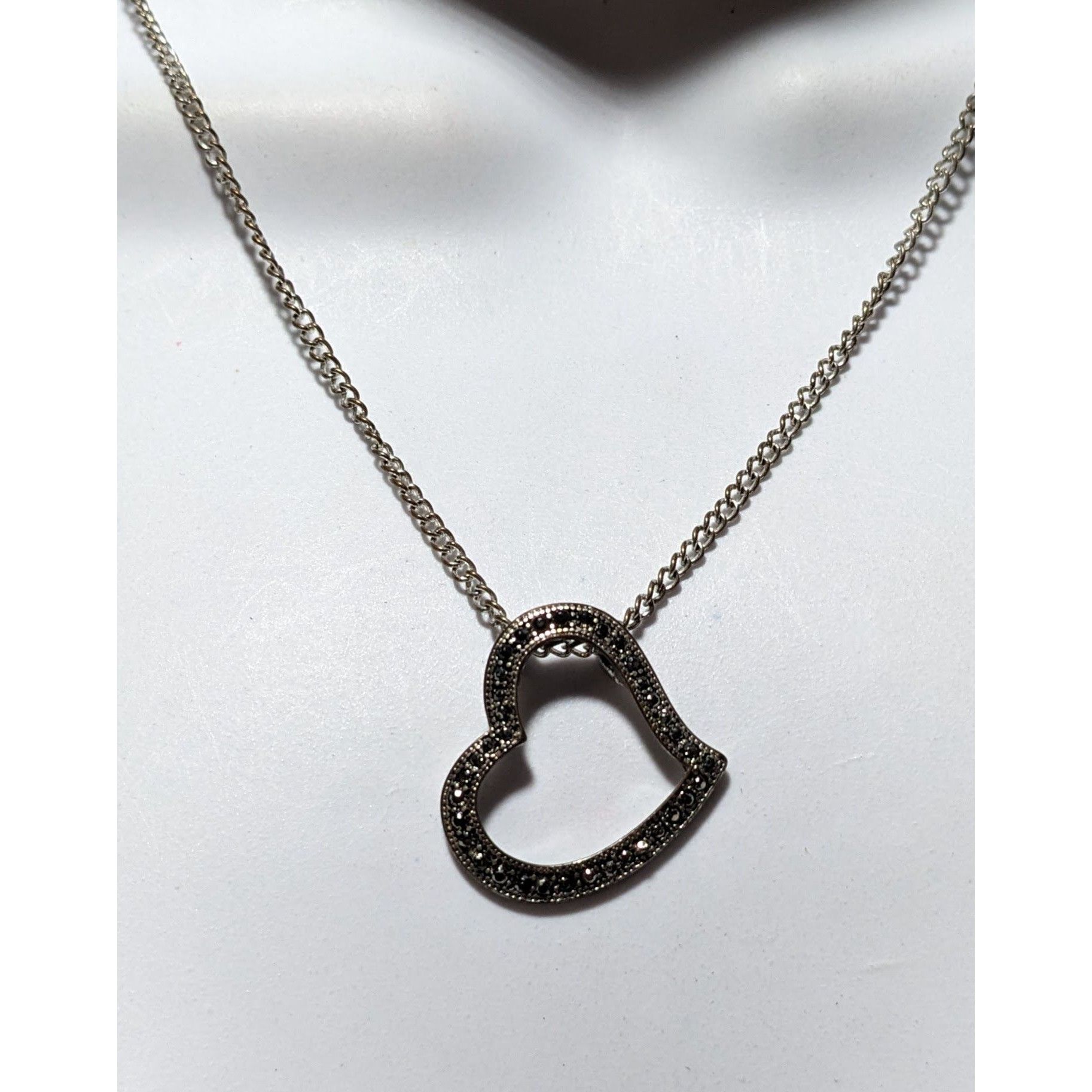 Other Gothic Marcasite Open Heart Pendant Necklace Size ONE SIZE - 6 Thumbnail