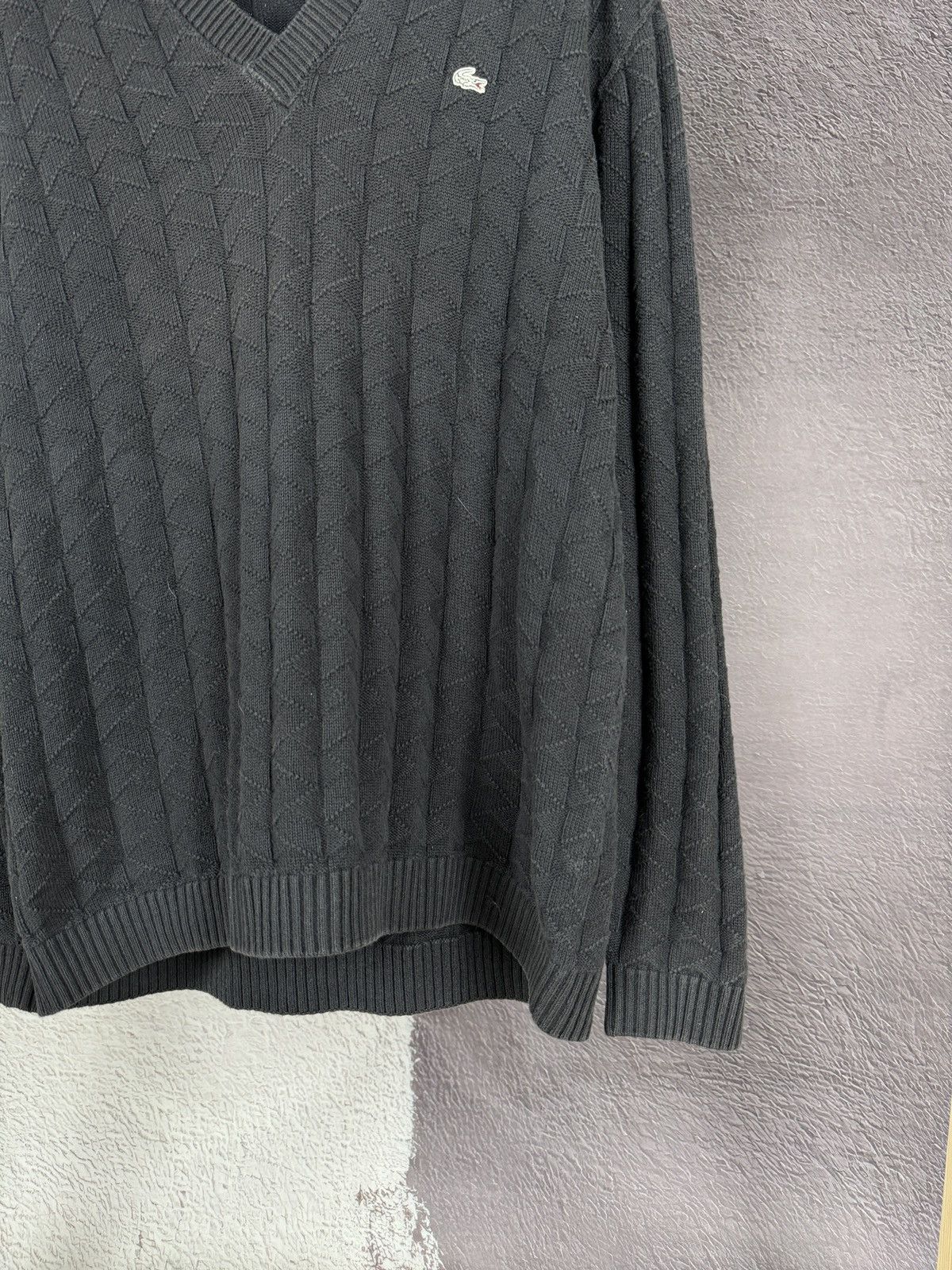 Lacoste × Vintage Lacoste vintage v-neck black faded sweater grey label Size US XL / EU 56 / 4 - 6 Thumbnail