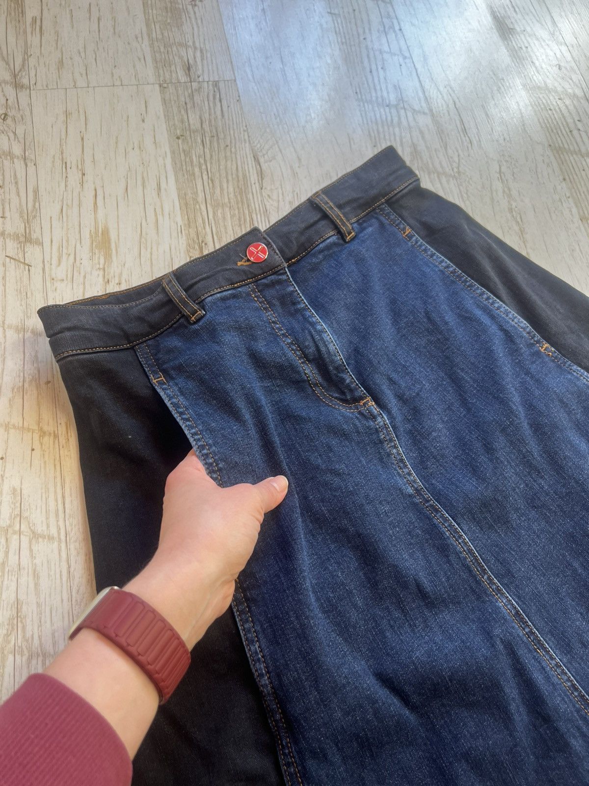 ME+EM ME+EM Denim Midi Skirt A-Line Blue Black Size 8 Size 27" / US 4 / IT 40 - 6 Thumbnail