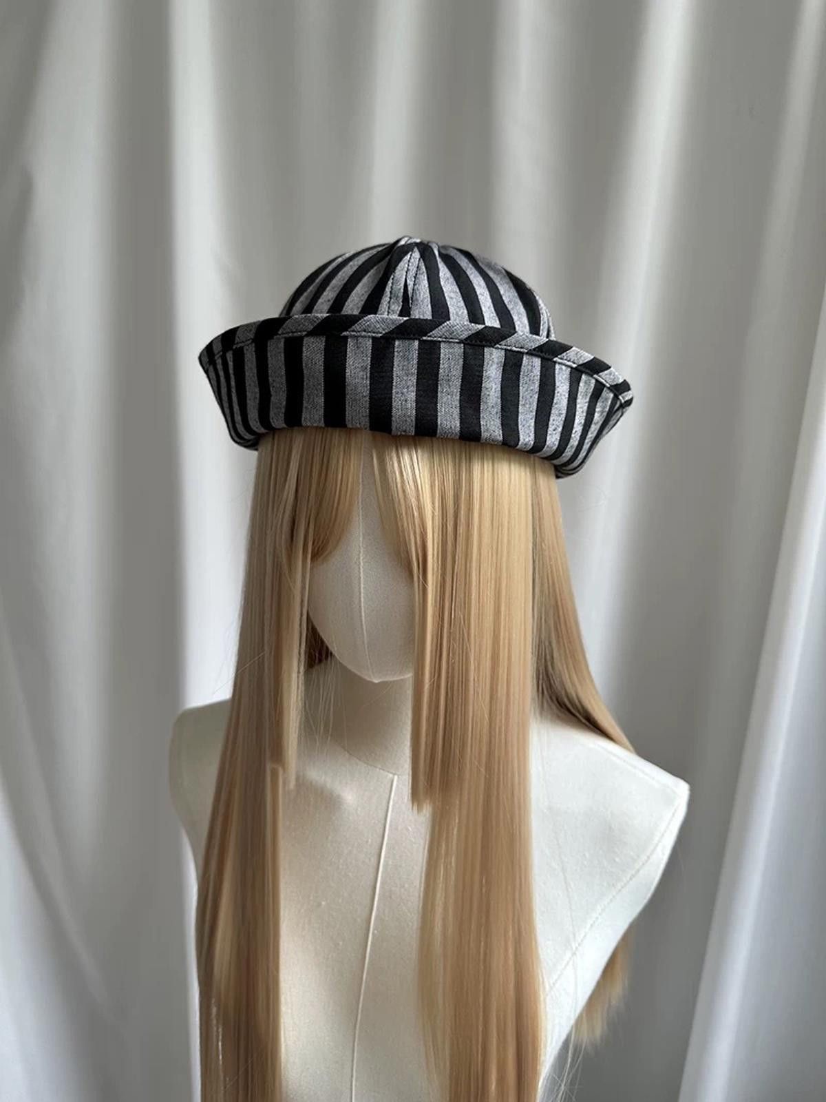 Japanese Brand Retro Black Grey Beret Sailor Cap Y2K French Girl Aesthetic Size ONE SIZE - 2 Thumbnail