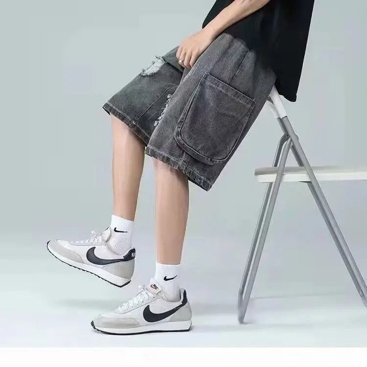 Japanese Brand × Jean Retro loose high street ripped denim shorts Size US 32 / EU 48 - 6 Thumbnail