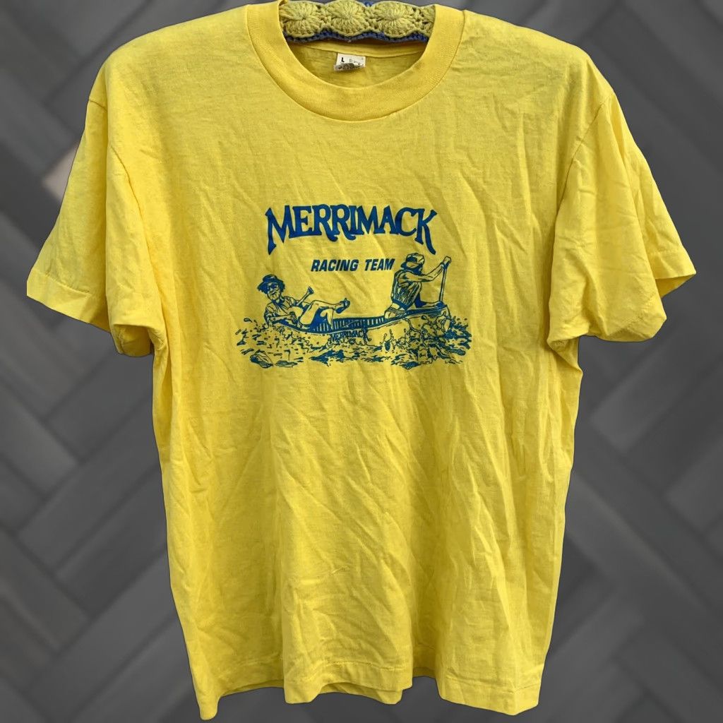 Vintage VINTAGE Merrimack Racing Team T-Shirt Merrimack Canoe Co Short Sleeve Crew Neck Size L Yellow 80s Men Shirt Size US L / EU 52-54 / 3 - 1 Thumbnail